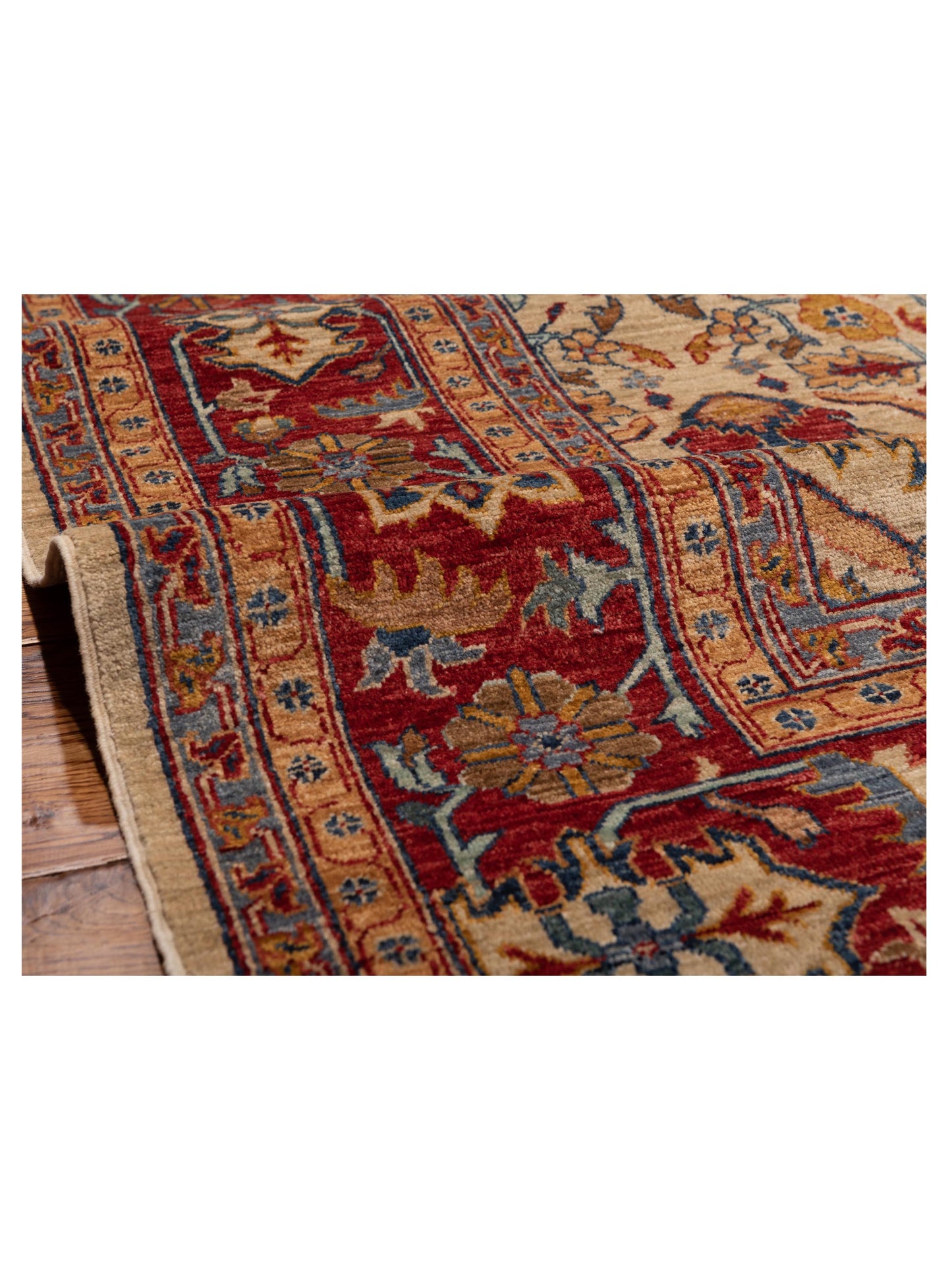 Elvan Ilayda Ivory Red 8.2x9.5 Hand Knotted Rug