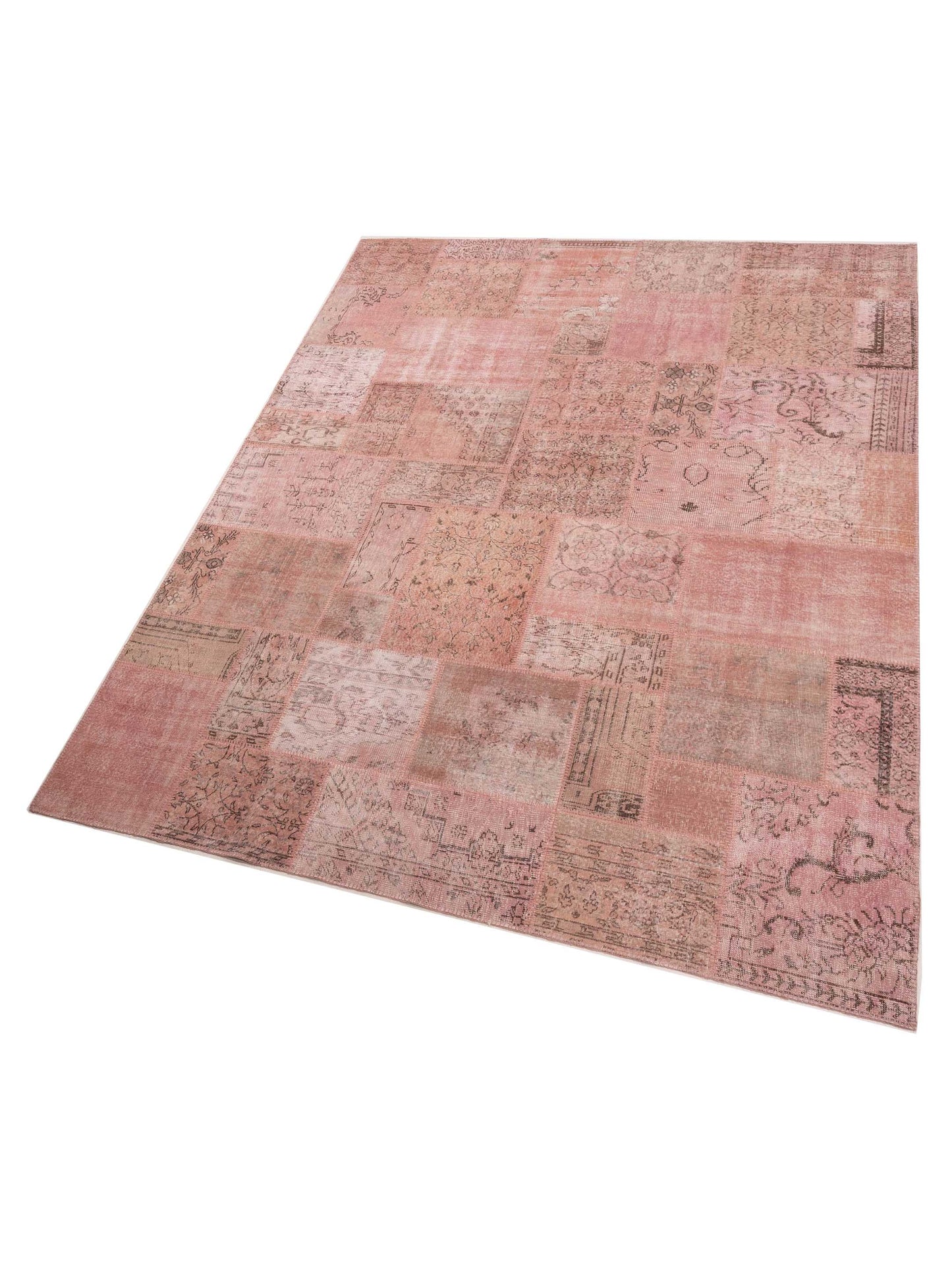 Turkish Vestige Patchwork 149170 Pink 9x12 Hand Knotted Rug