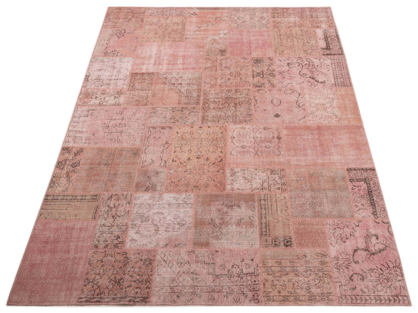 Turkish Vestige Patchwork 149170 Pink 9x12 Hand Knotted Rug