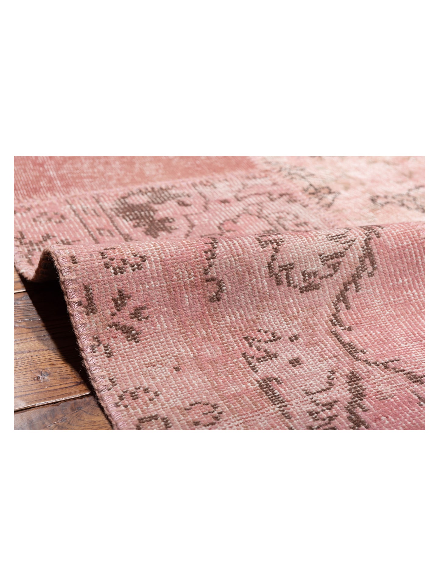 Turkish Vestige Patchwork 149173 Pink 12x14.11 Hand Knotted Rug