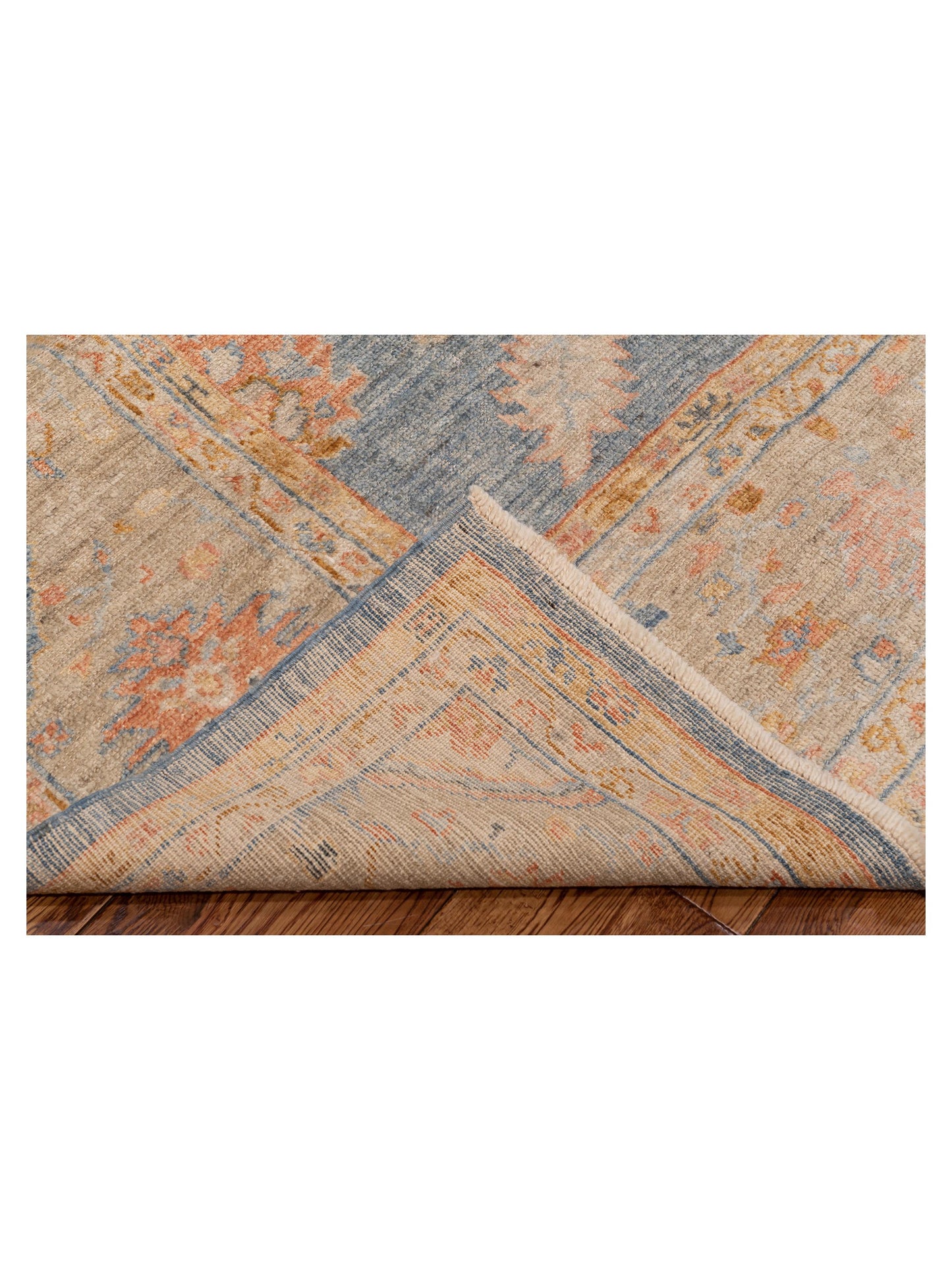 Angora Oushak 149268 Teal Blue Light Brown 9.10x12.9 Hand Knotted Rug