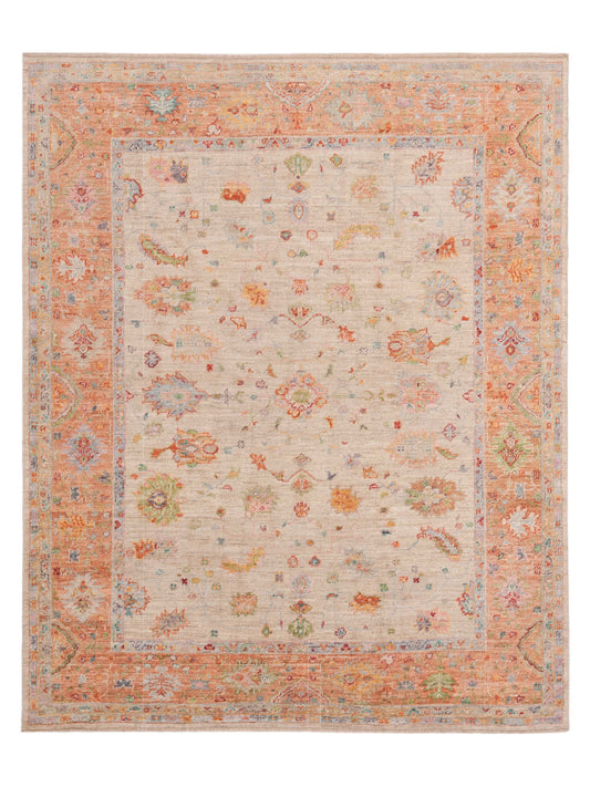 Anadol Angora Oushak  Teal Blue Cream Traditional