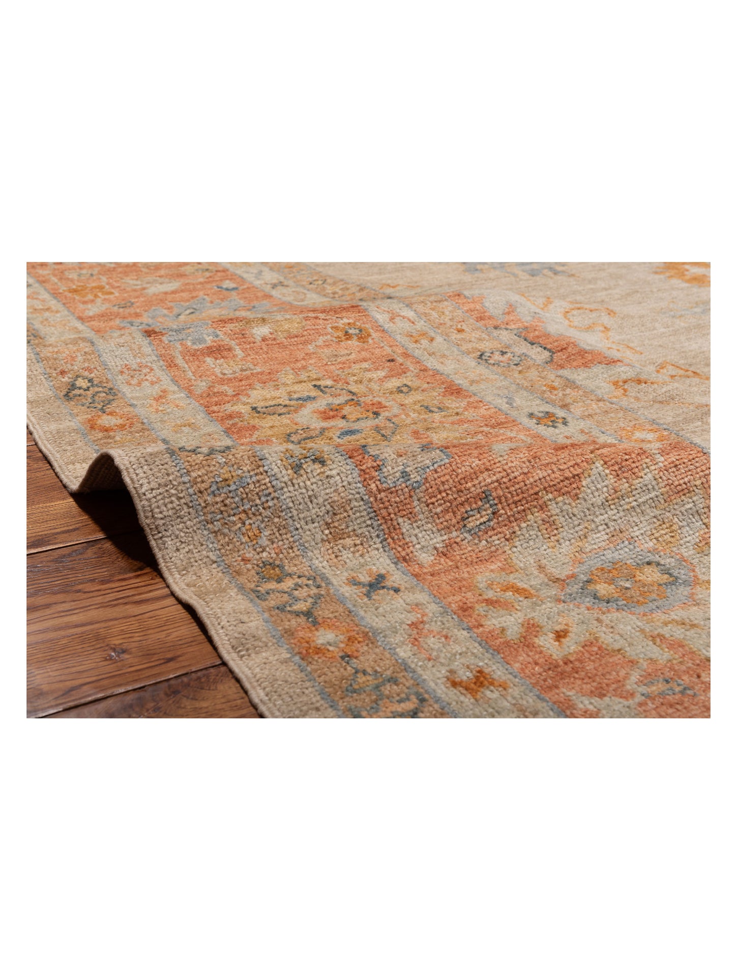 Angora Oushak 149281 Beige Rust 12.1x17.7 Hand Knotted Rug