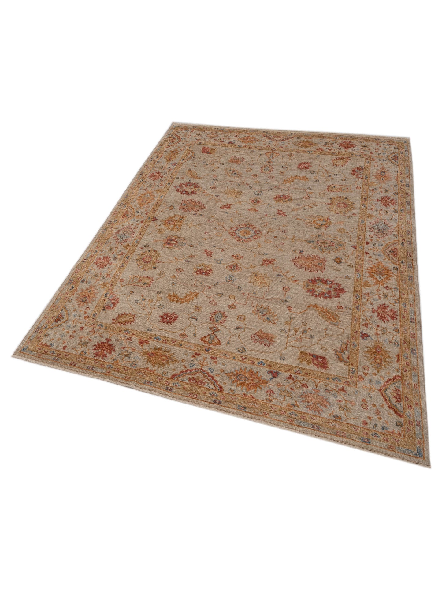 Angora Oushak 149285 Ivory Ivory 7.11x9.5 Hand Knotted Rug