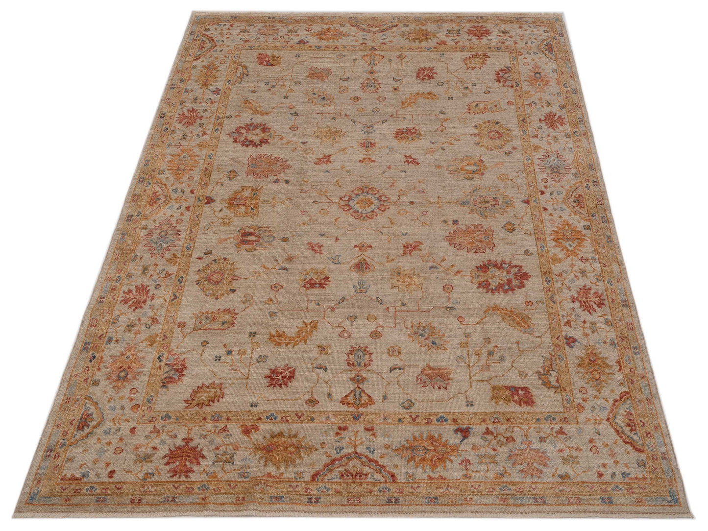 Angora Oushak 149285 Ivory Ivory 7.11x9.5 Hand Knotted Rug