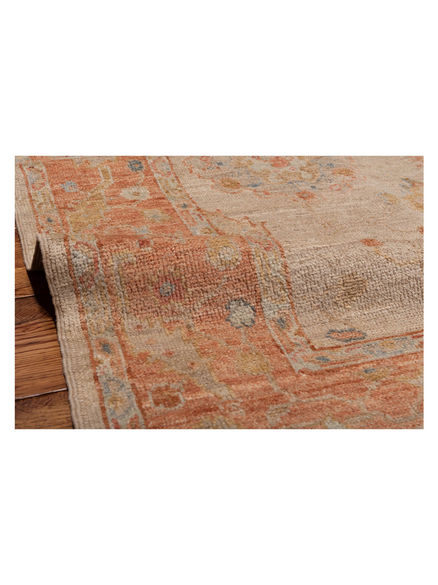 Angora Oushak 149291 Beige Rust 6.1x13.7 Hand Knotted Rug