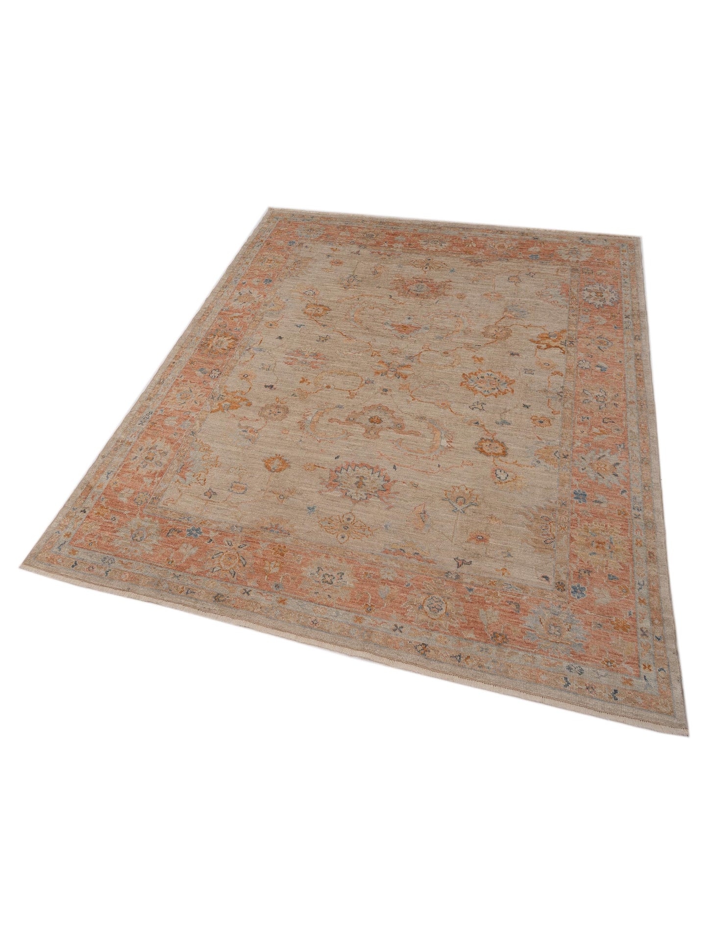 Angora Oushak 149298 Beige Rust 8x9.5 Hand Knotted Rug