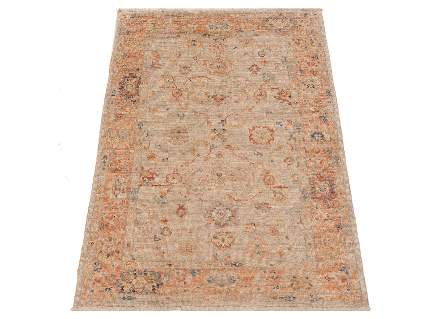 Angora Oushak 149308 Beige Rust 4.1x5.10 Hand Knotted Rug