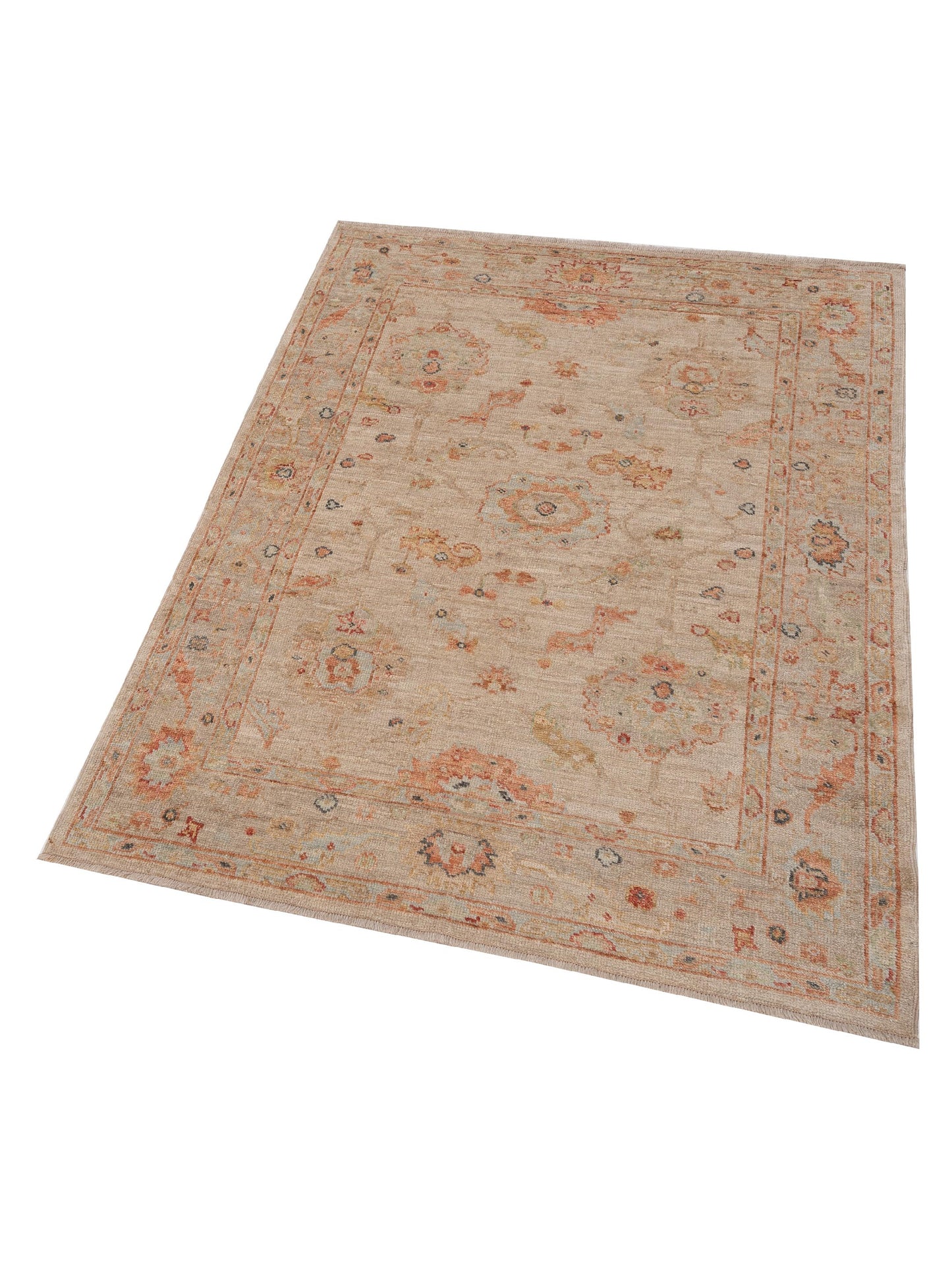 Angora Oushak 149325 Beige Beige 5x6.9 Hand Knotted Rug