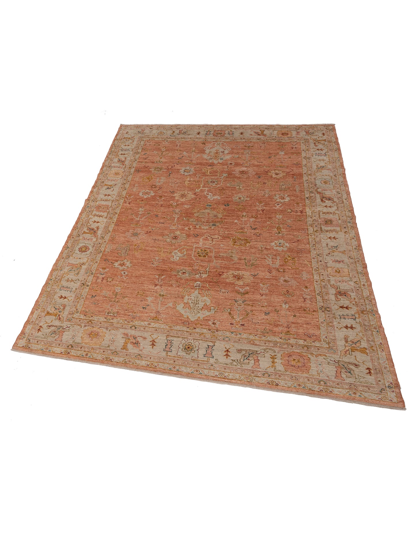 Angora Oushak 149332 Pink Ivory 10x13.4 Hand Knotted Rug
