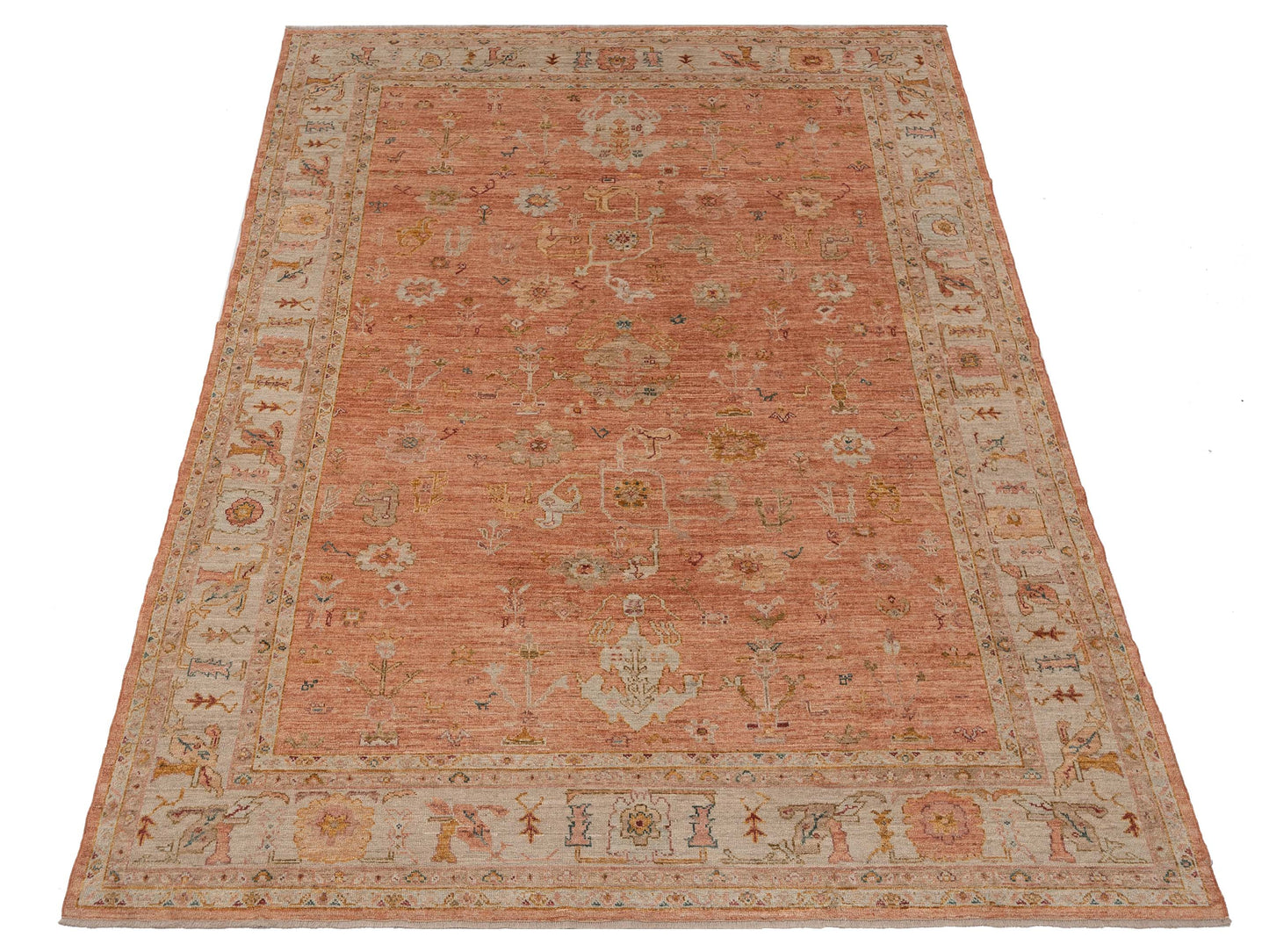 Angora Oushak 149332 Pink Ivory 10x13.4 Hand Knotted Rug