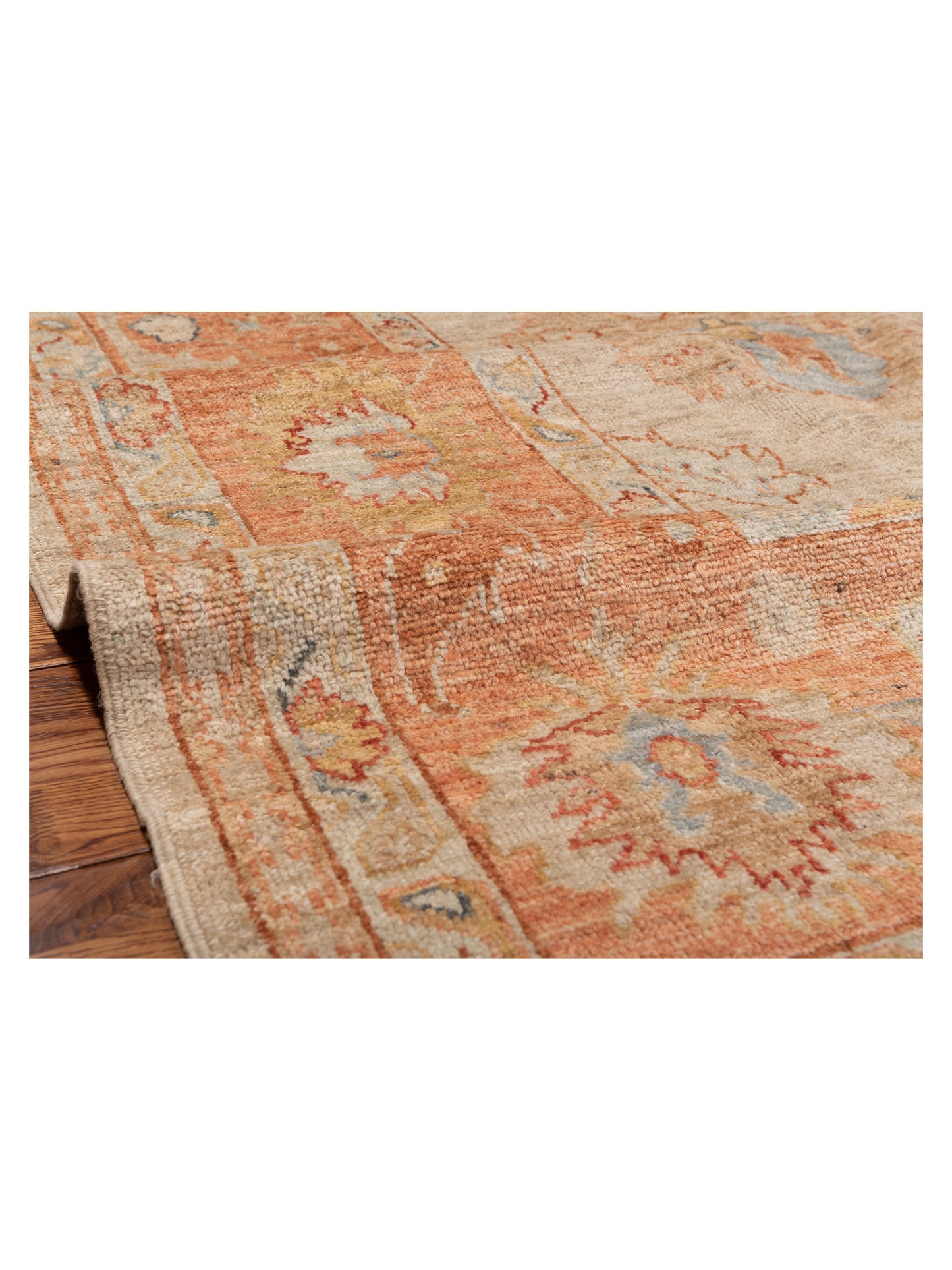 Angora Oushak 149334 Beige Rust 9.11x13.1 Hand Knotted Rug