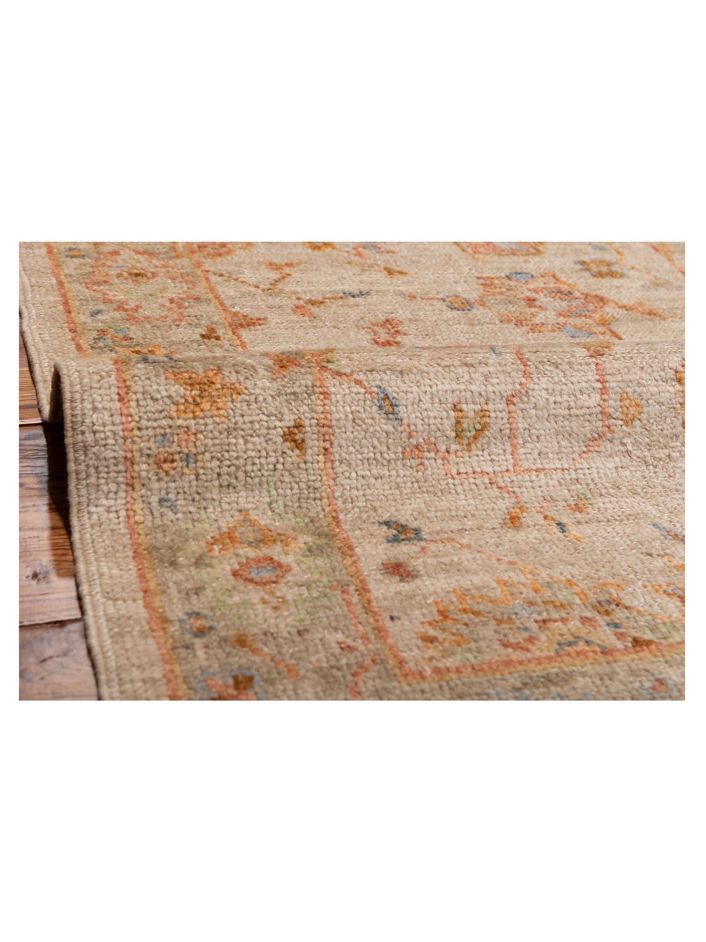 Angora Oushak 149386 Ivory Silver 2.7x15.3 Hand Knotted Rug