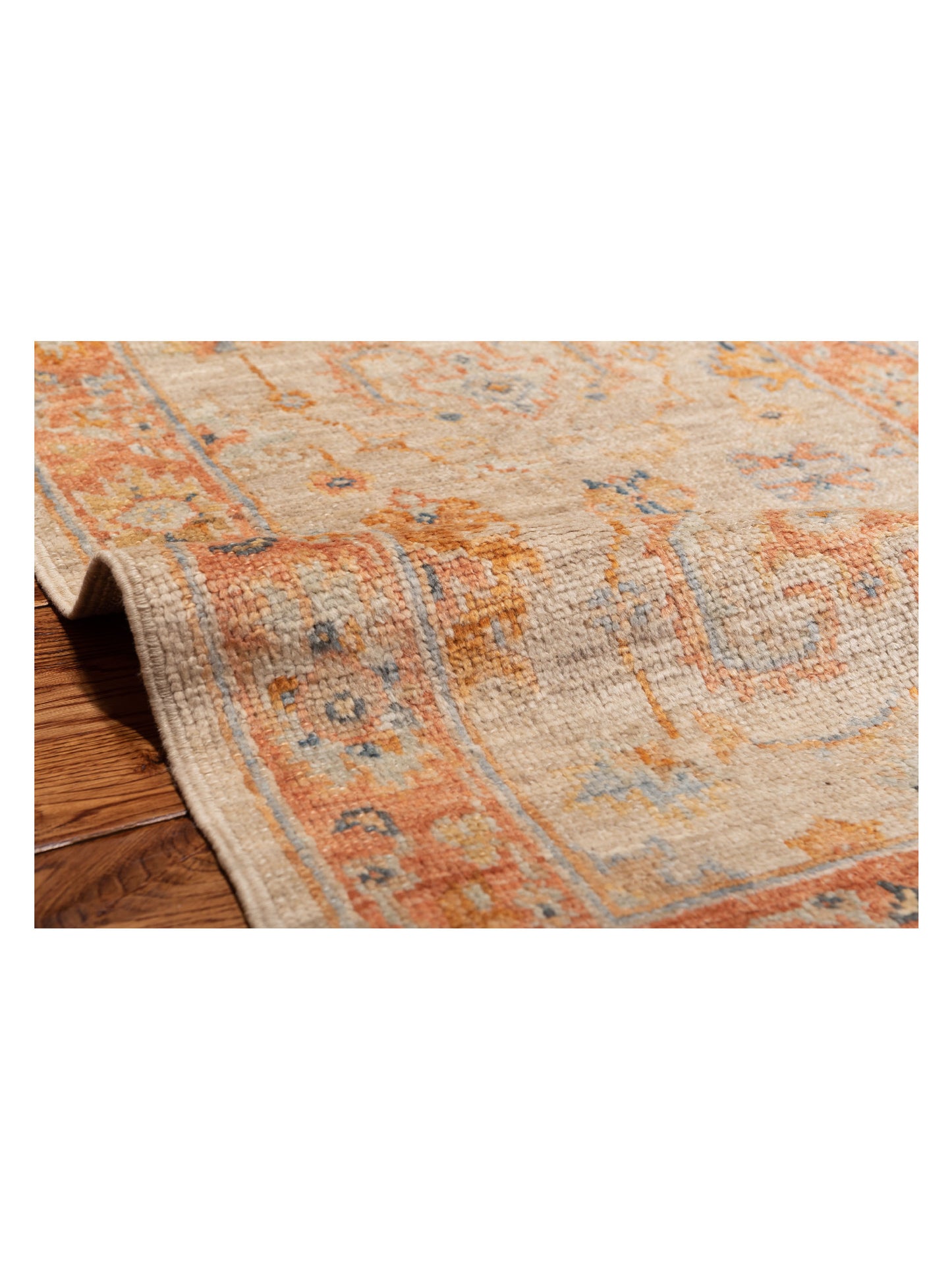 Angora Oushak 149387 Ivory Rust 2.6x15.10 Hand Knotted Rug