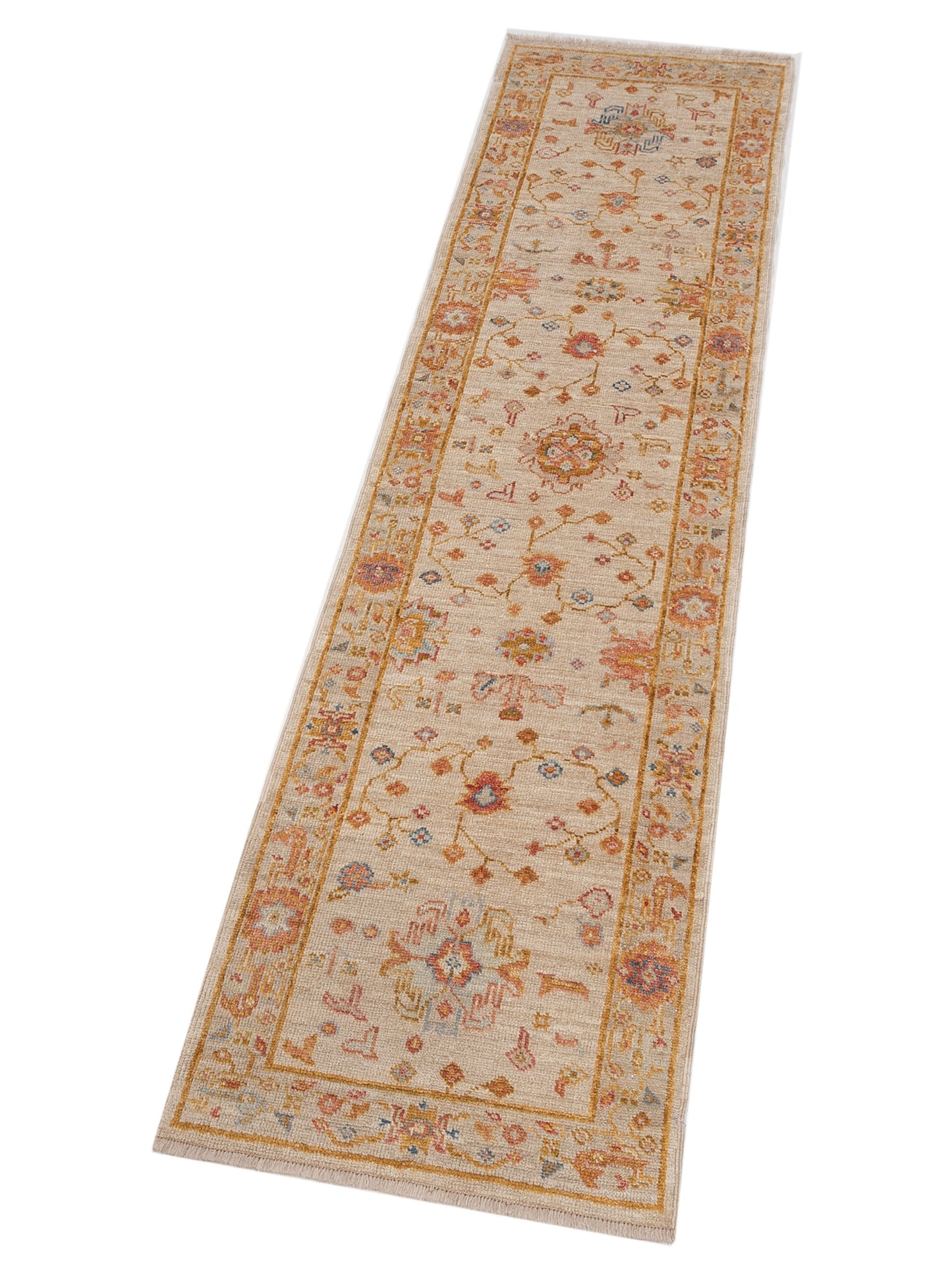 Angora Oushak 149395 Ivory Ivory 2.7x9.11 Hand Knotted Rug