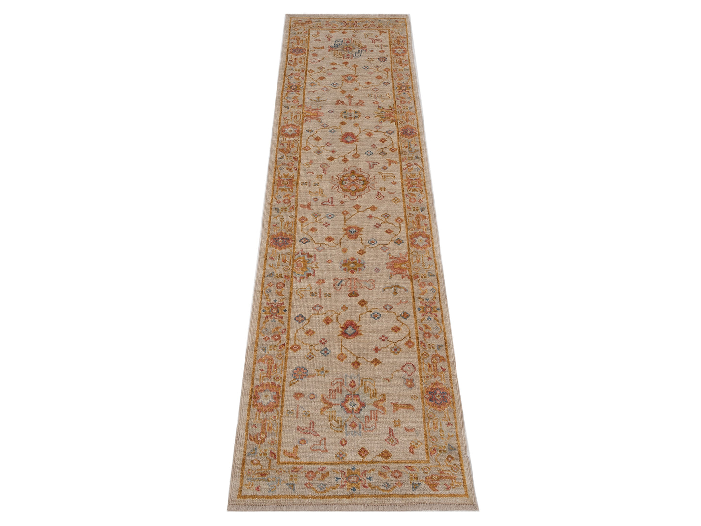 Angora Oushak 149395 Ivory Ivory 2.7x9.11 Hand Knotted Rug