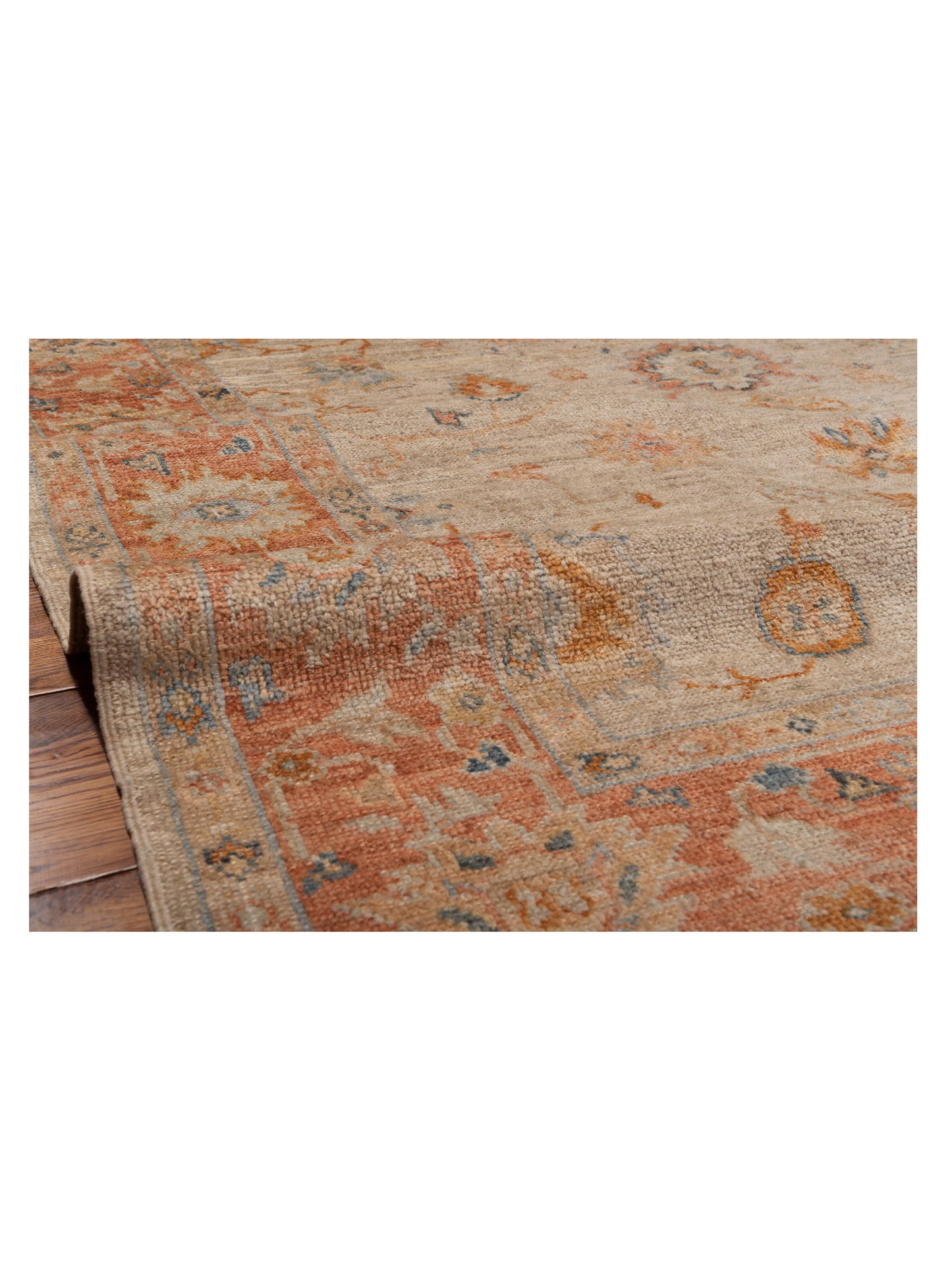 Angora Oushak 149398 Ivory Rust 6x12 Hand Knotted Rug