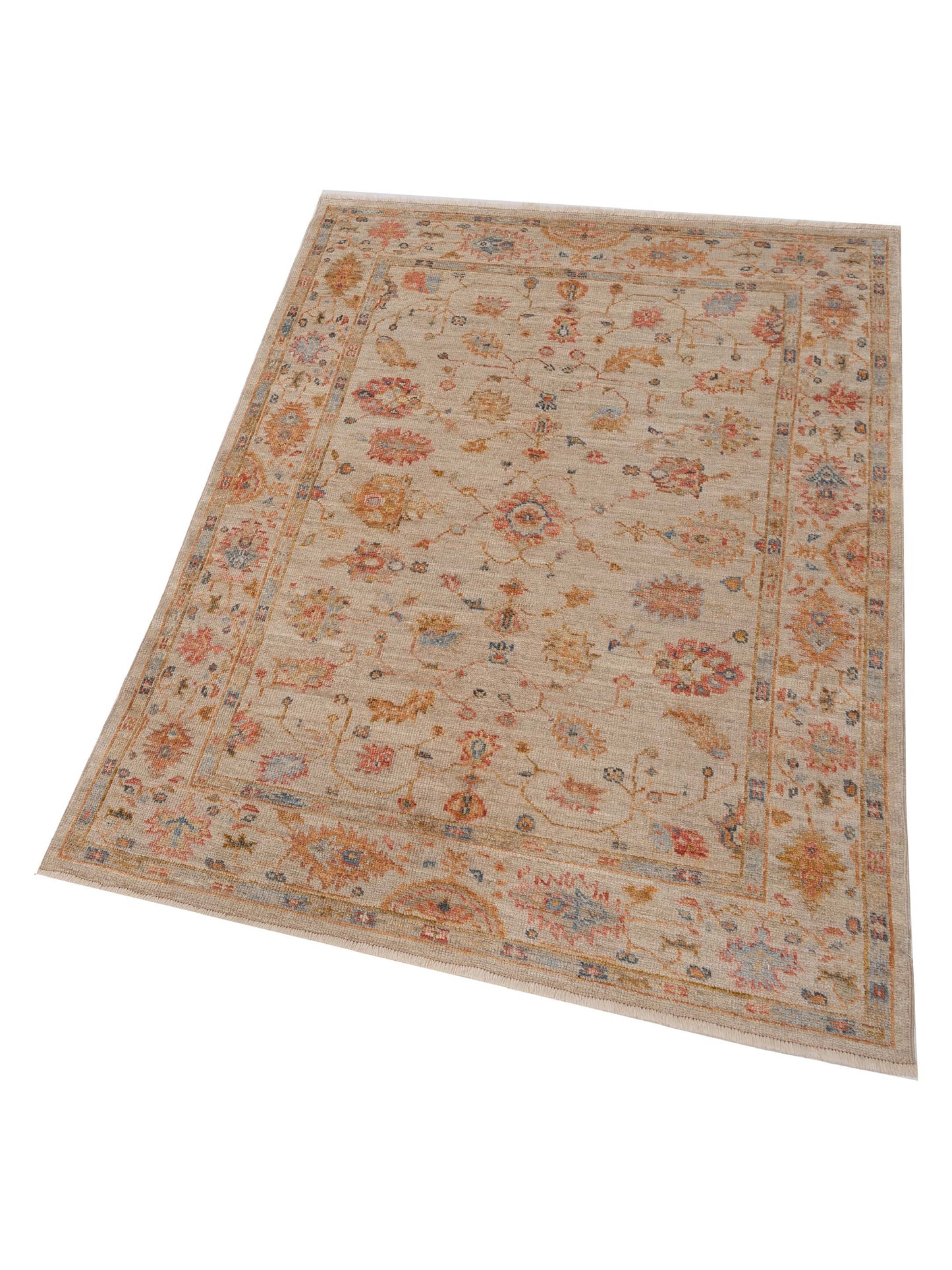 Angora Oushak 149402 Ivory Ivory 5x6.7 Hand Knotted Rug