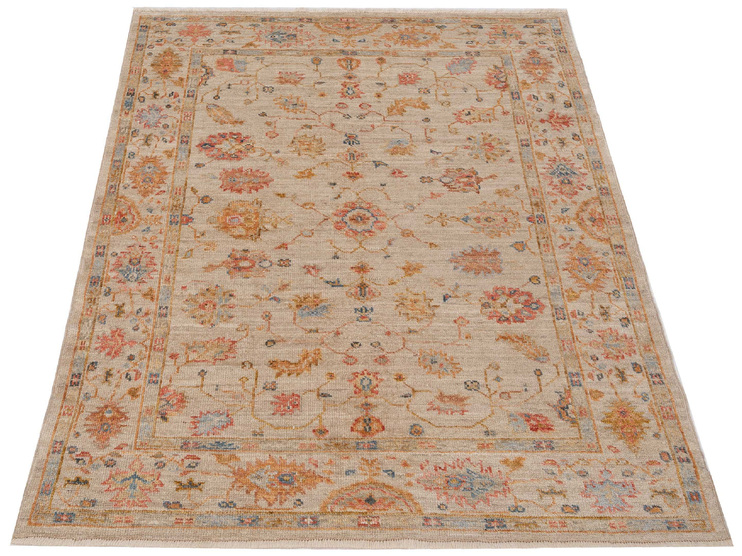 Angora Oushak 149402 Ivory Ivory 5x6.7 Hand Knotted Rug
