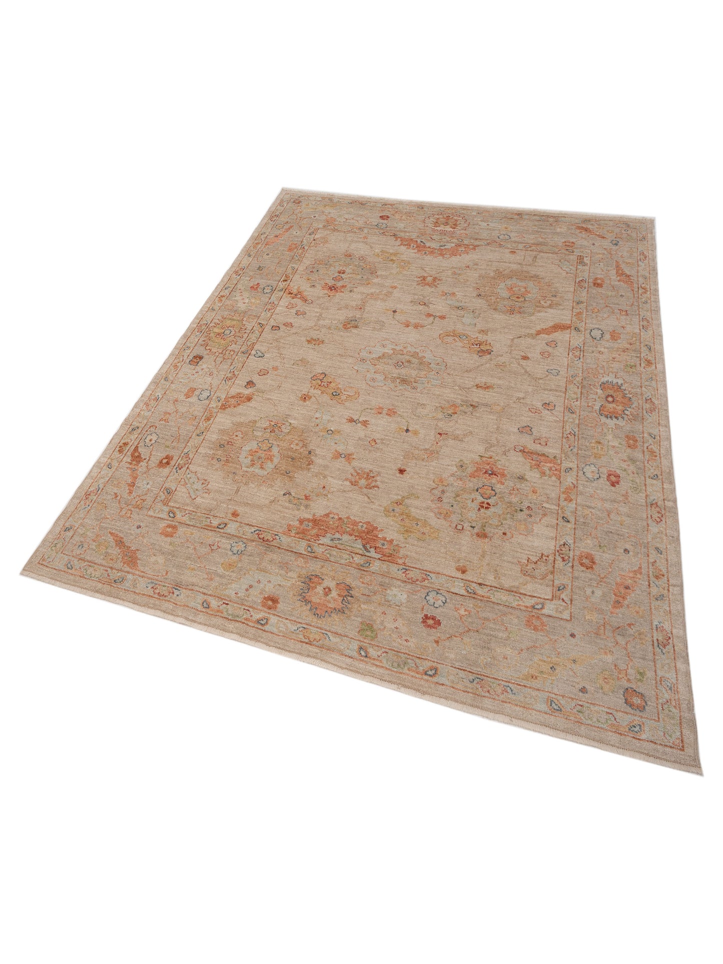 Angora Oushak 149413 Beige Light Brown 8x9.8 Hand Knotted Rug