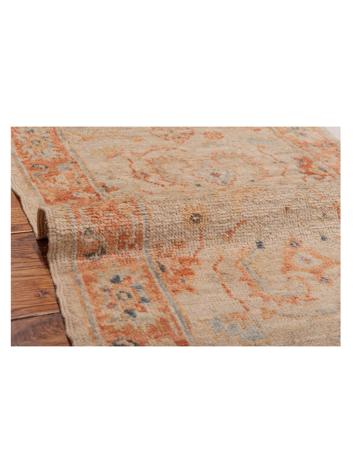 Angora Oushak 149417 Beige Rust 2.6x15.6 Hand Knotted Rug