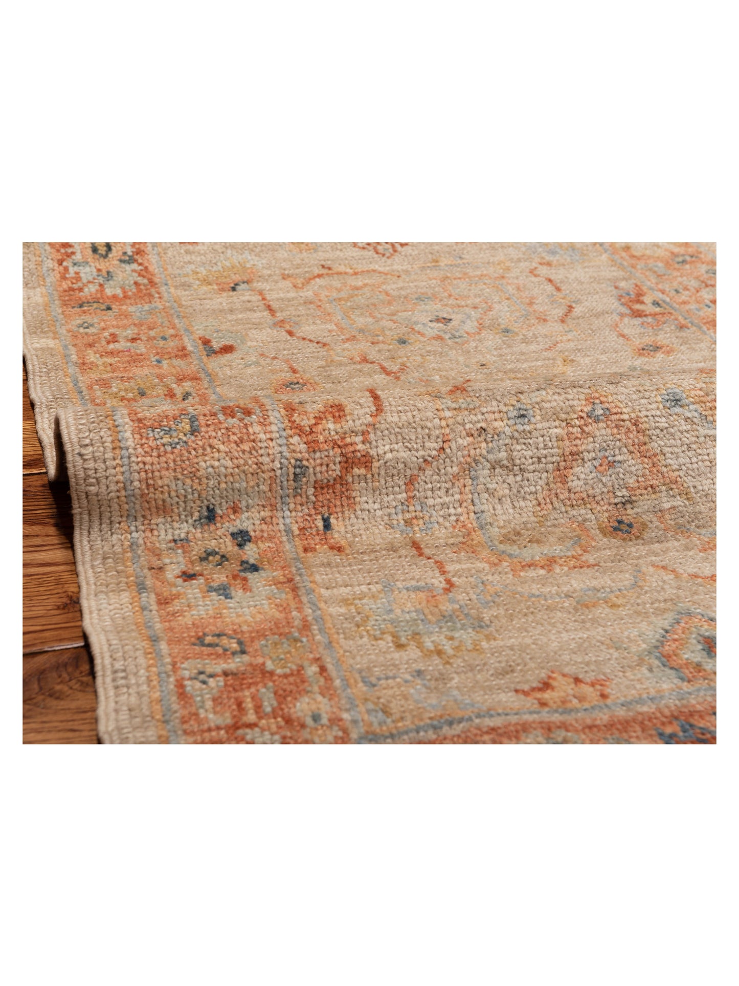 Angora Oushak 149448 Beige Rust 2.6x15.1 Hand Knotted Rug