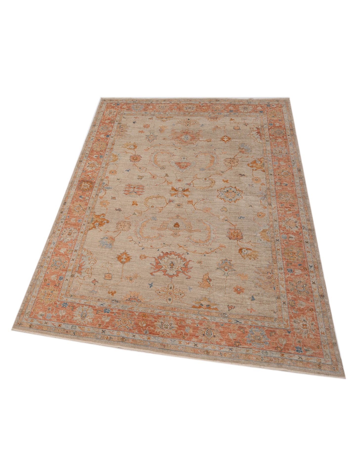 Angora Oushak 149453 Beige Rust 10.2x13 Hand Knotted Rug