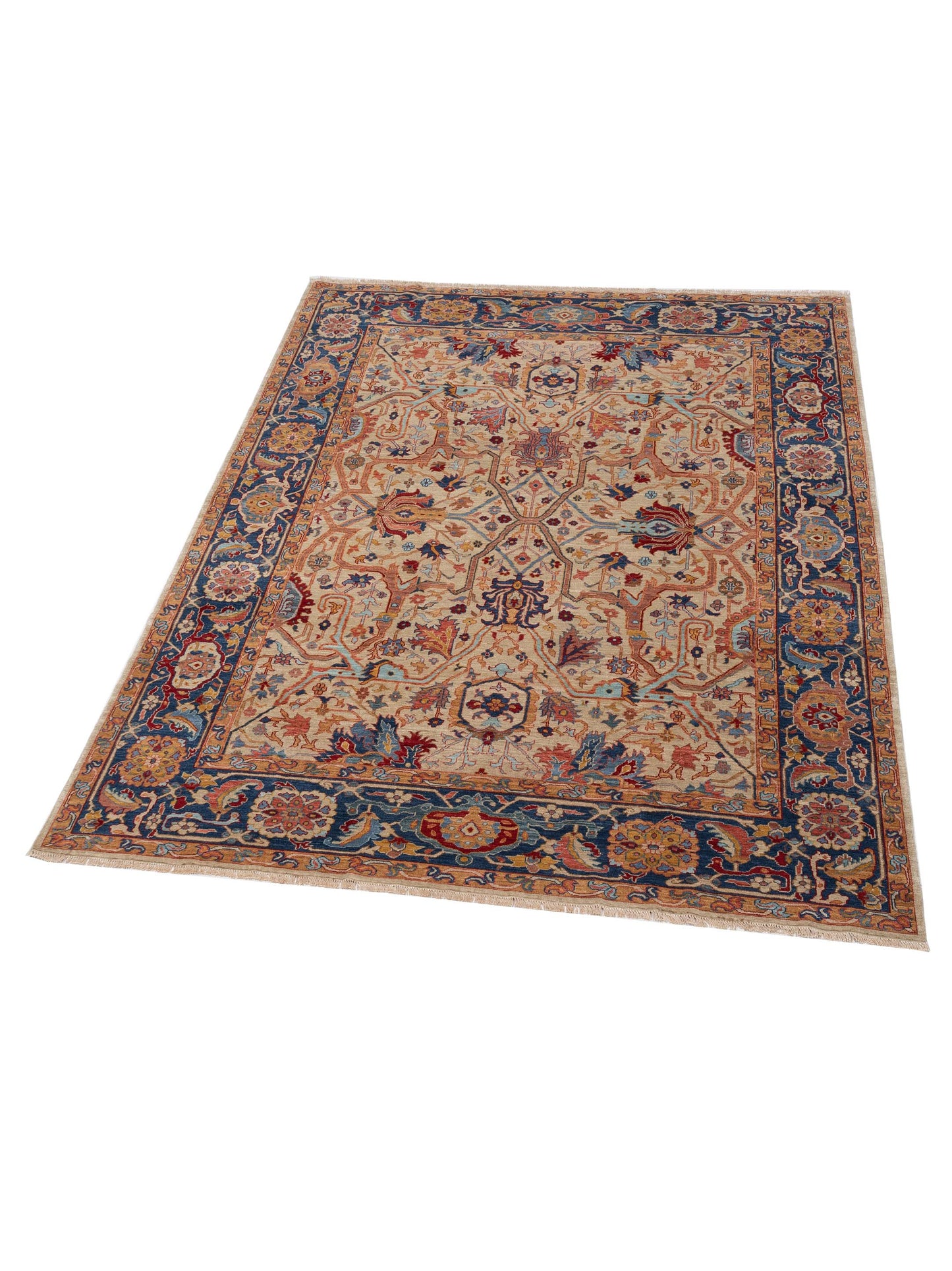 Antique Loom Fine 149461 Ivory Navy 8x10.2 Hand Knotted Rug
