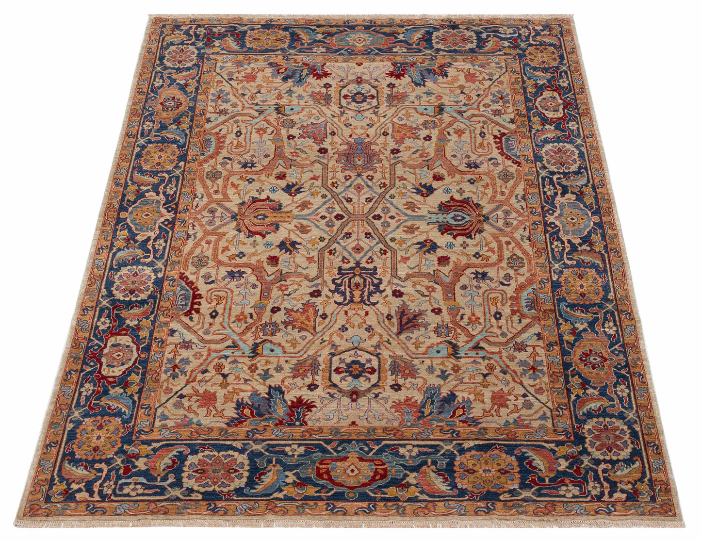Antique Loom Fine 149461 Ivory Navy 8x10.2 Hand Knotted Rug