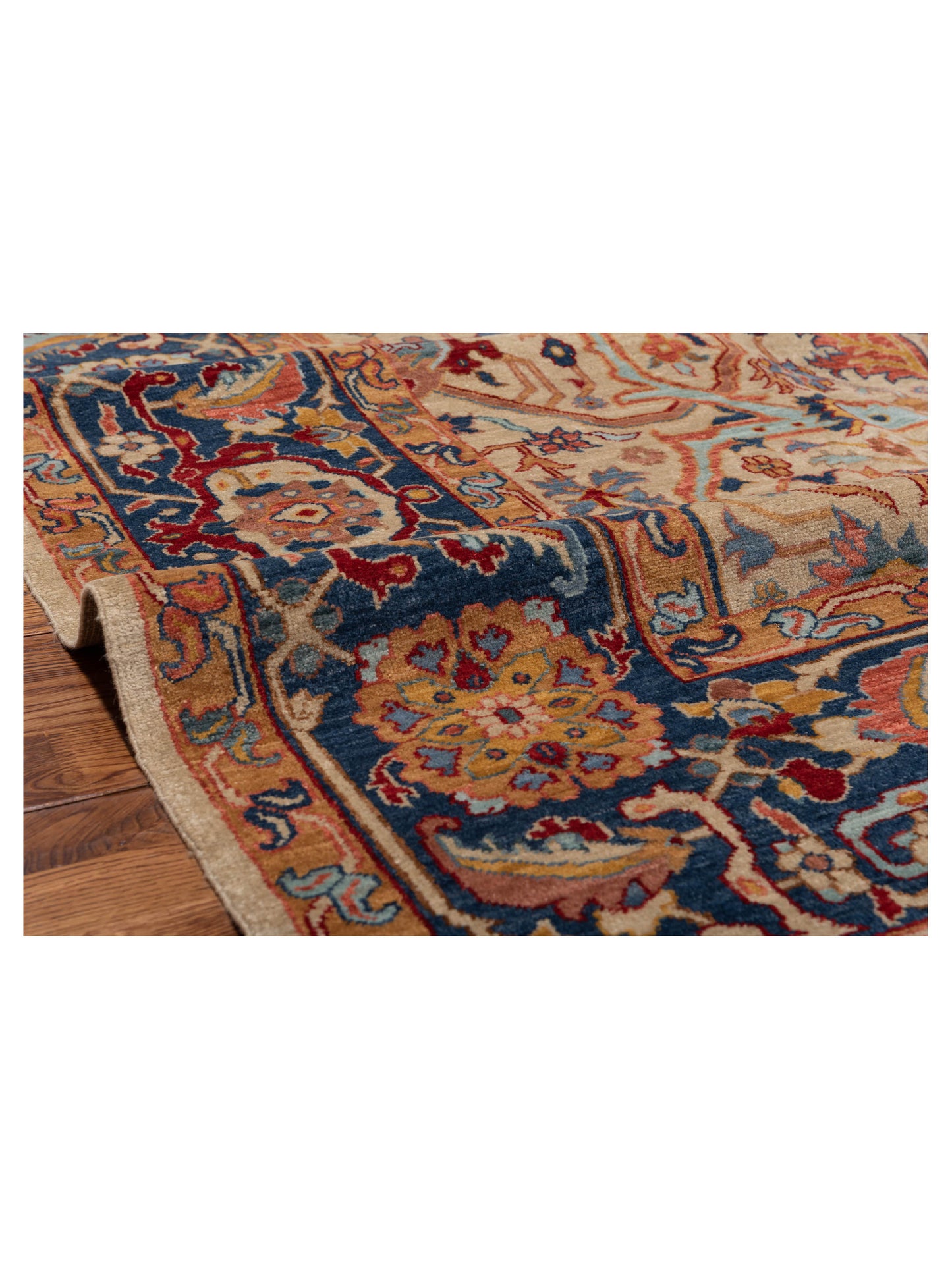 Antique Loom Fine 149461 Ivory Navy 8x10.2 Hand Knotted Rug