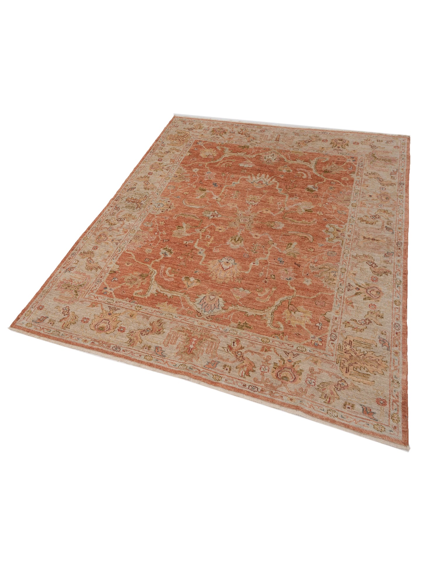 Angora Oushak 149468 Pink Ivory 7.11x9.7 Hand Knotted Rug