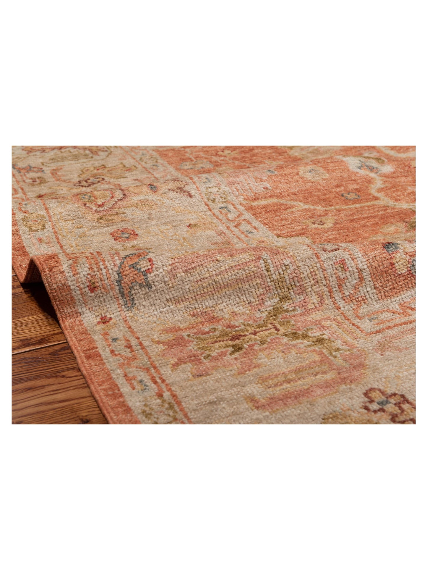 Angora Oushak 149468 Pink Ivory 7.11x9.7 Hand Knotted Rug