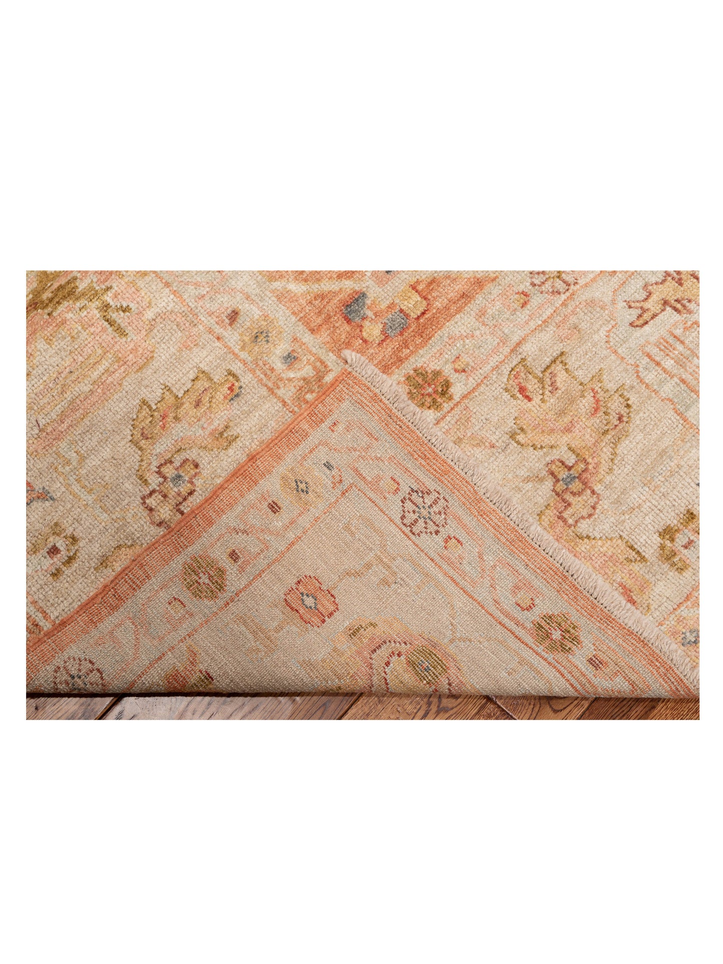 Angora Oushak 149484 Pink Ivory 11.4x14.6 Hand Knotted Rug