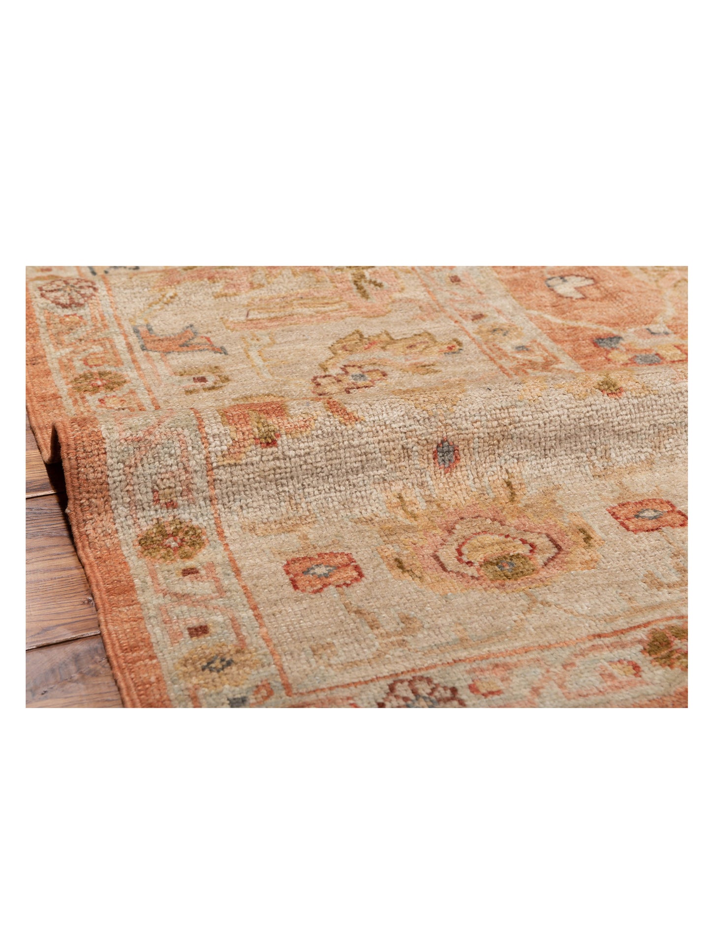 Angora Oushak 149484 Pink Ivory 11.4x14.6 Hand Knotted Rug