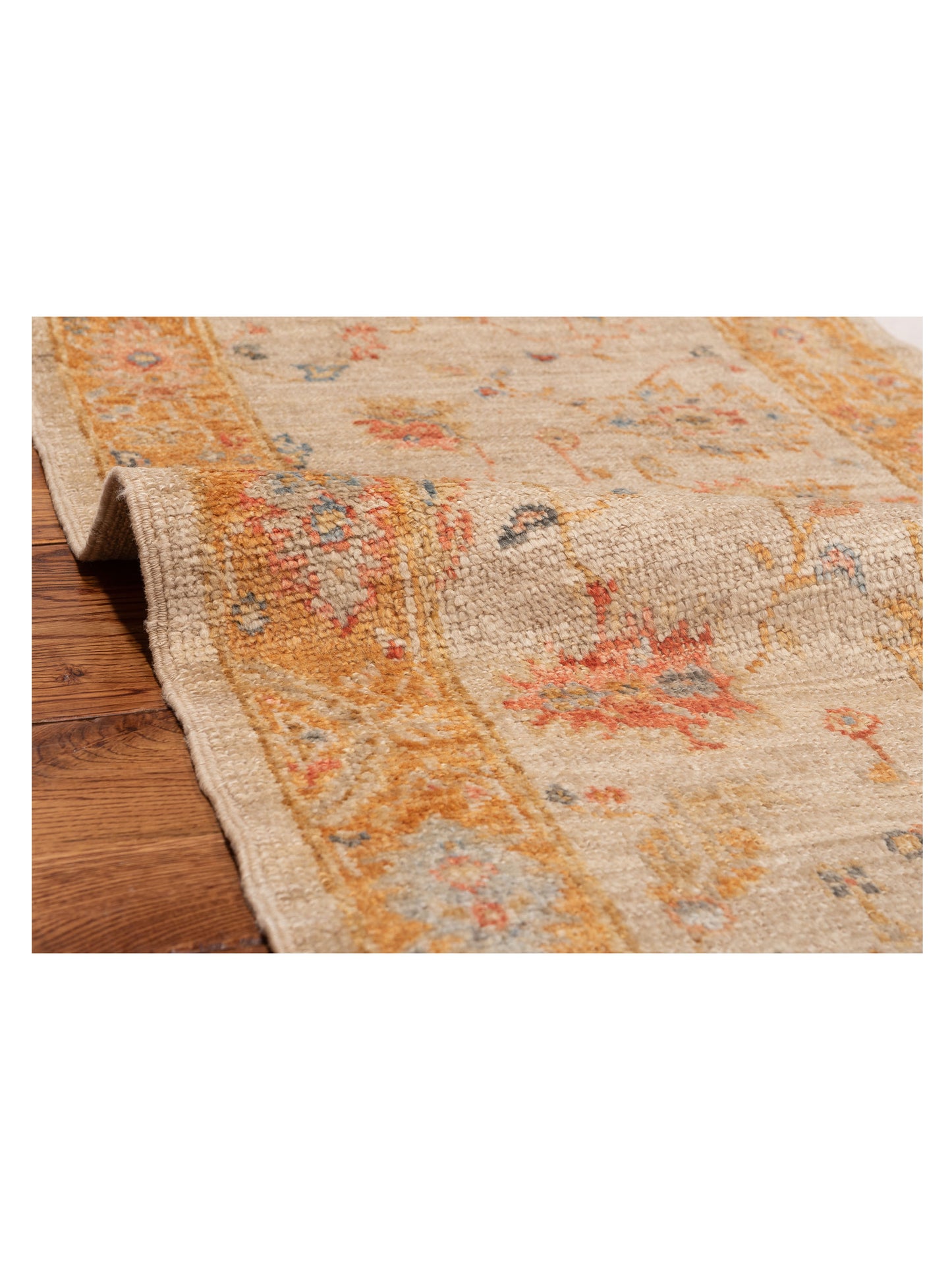 Angora Oushak 149492 Ivory Orange 2.6x12 Hand Knotted Rug