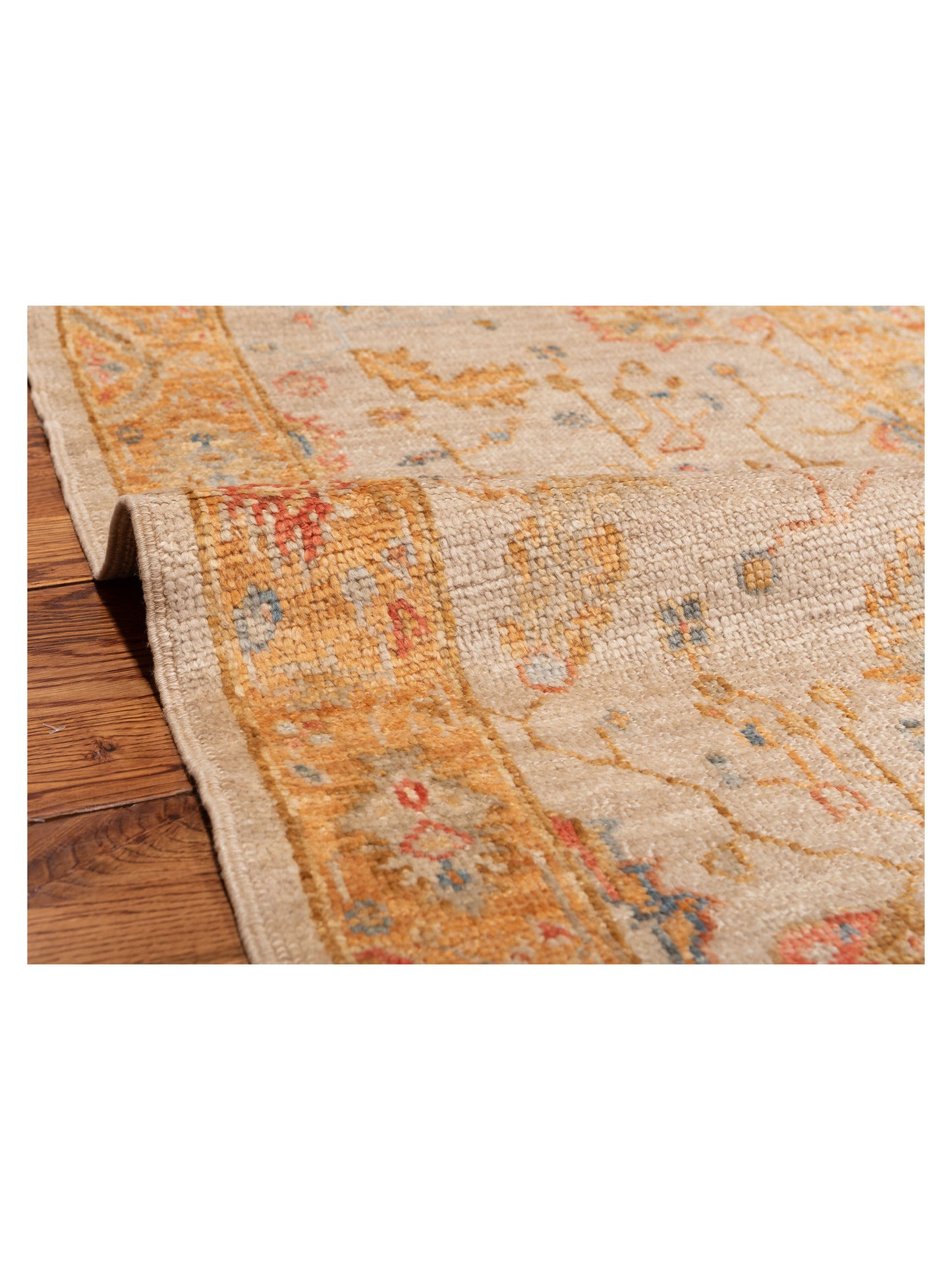 Angora Oushak 149495 Ivory Orange 2.6x13.6 Hand Knotted Rug