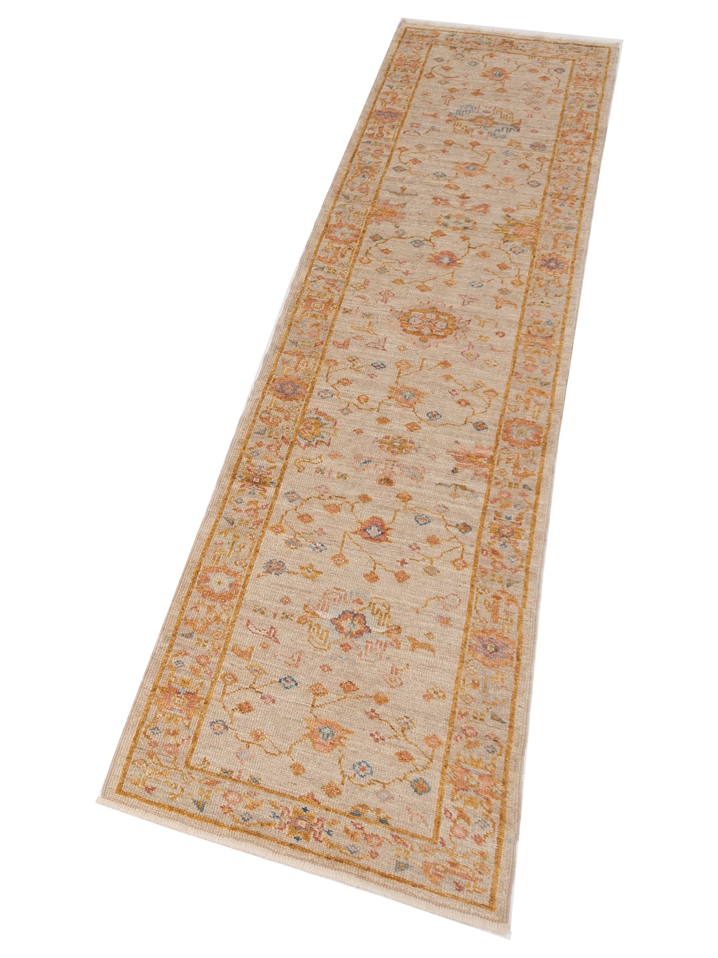 Angora Oushak 149499 Ivory Ivory 2.7x11.9 Hand Knotted Rug