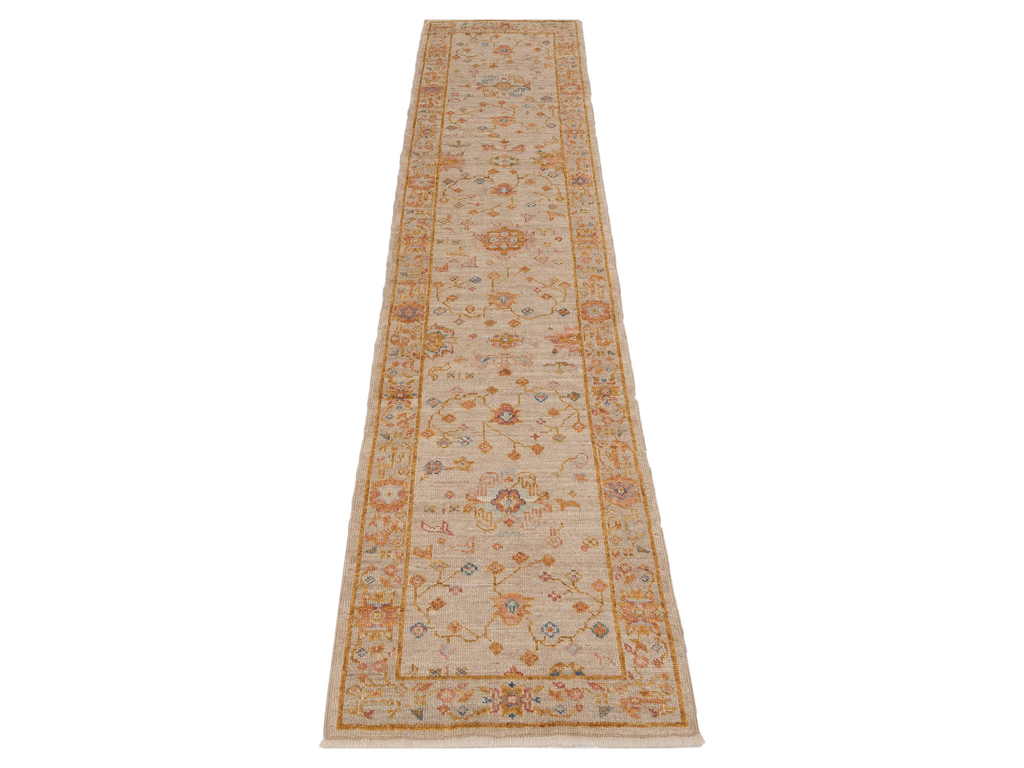 Angora Oushak 149499 Ivory Ivory 2.7x11.9 Hand Knotted Rug