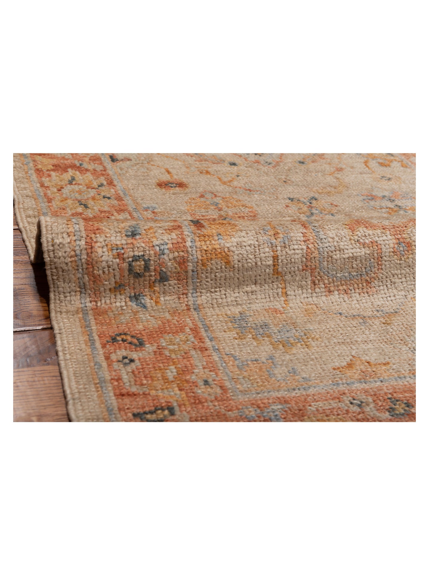 Angora Oushak 149502 Ivory Rust 2.7x15.8 Hand Knotted Rug