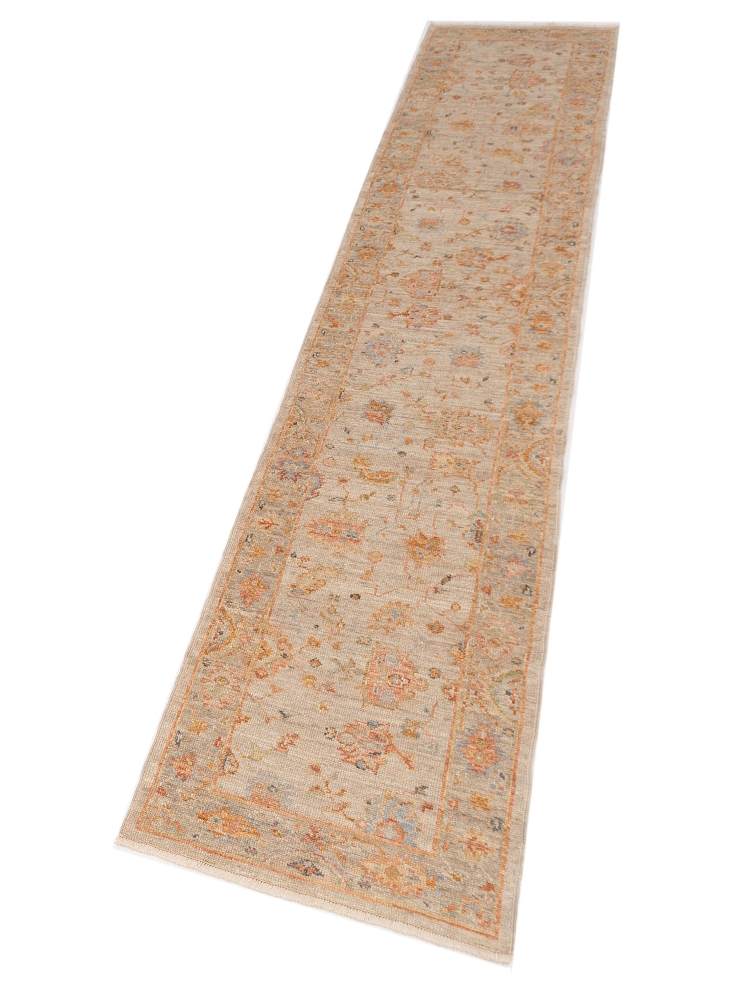 Angora Oushak 149503 Ivory Silver 2.7x13.7 Hand Knotted Rug