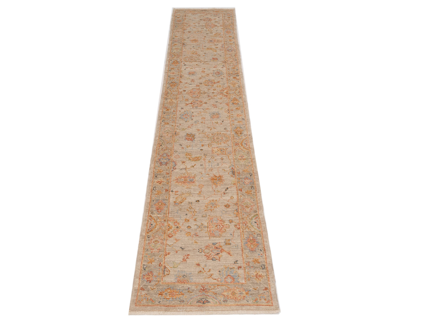 Angora Oushak 149503 Ivory Silver 2.7x13.7 Hand Knotted Rug