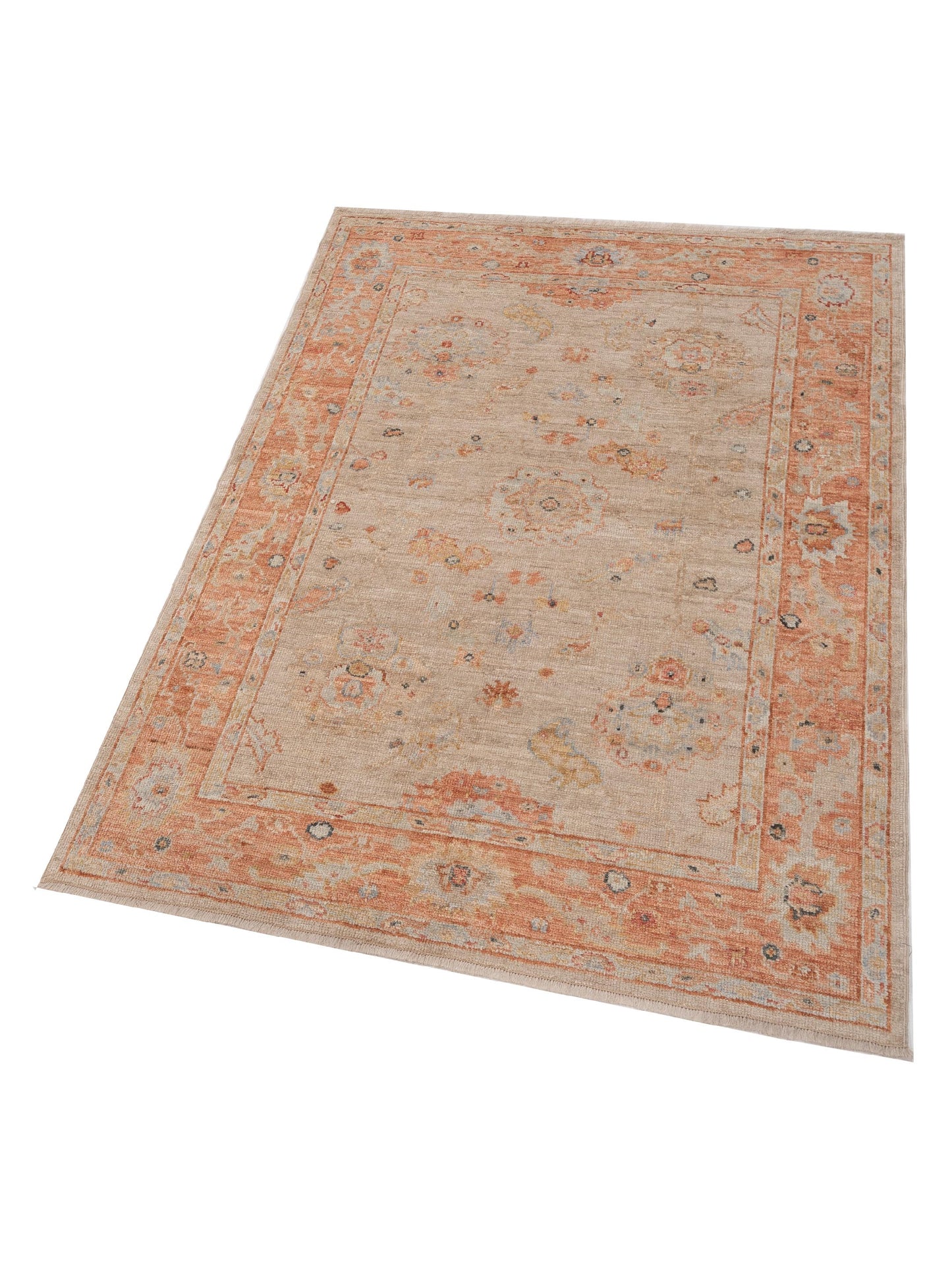 Angora Oushak 149508 Ivory Rust 5x6.10 Hand Knotted Rug