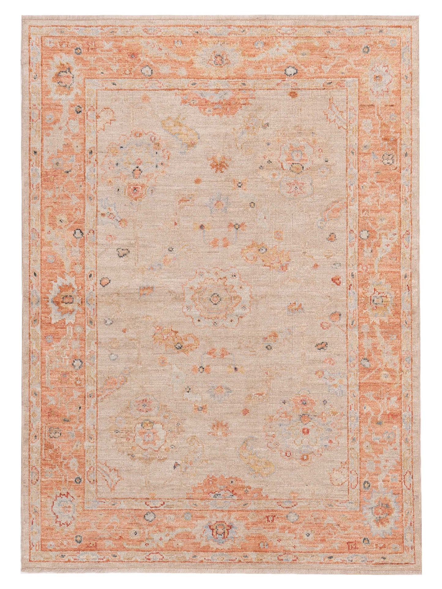 Anadol Angora Oushak Ivory Rust Traditional