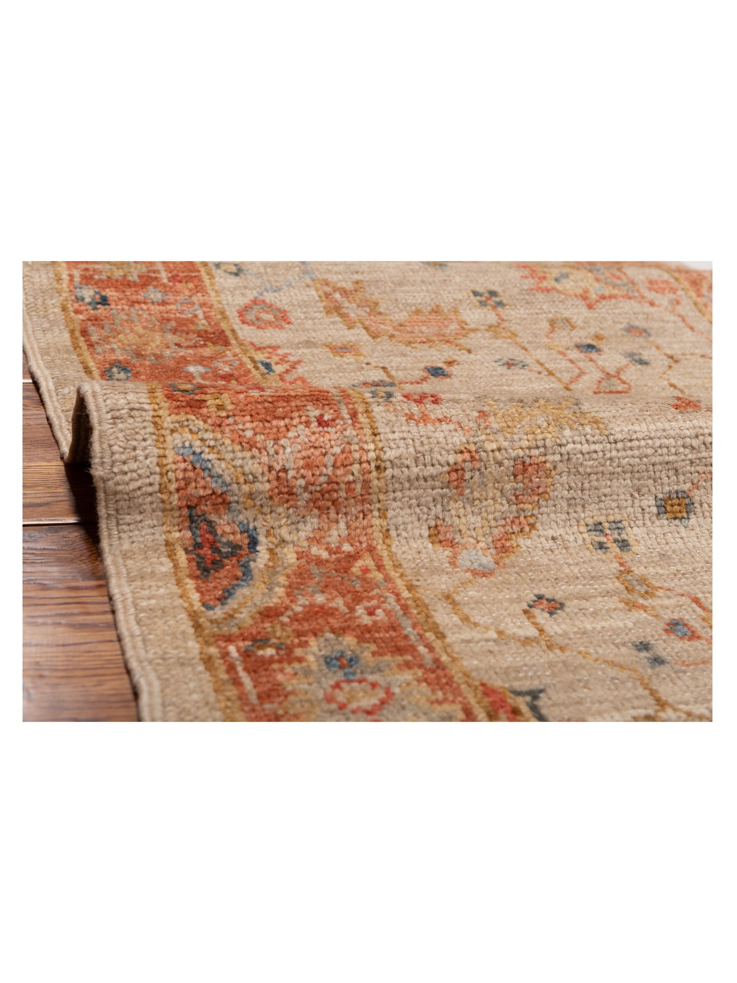 Angora Oushak 149512 Ivory Rust 2.6x15.3 Hand Knotted Rug