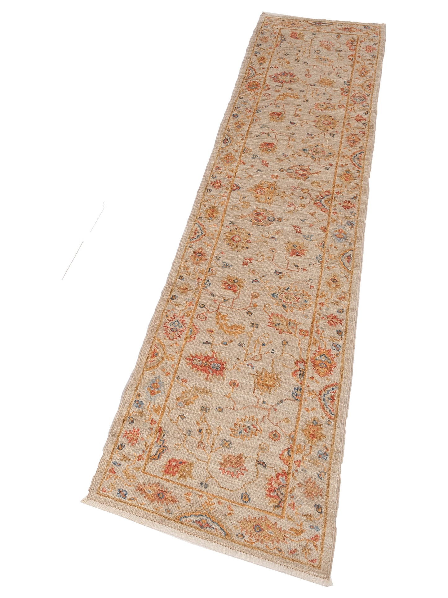 Angora Oushak 149514 Ivory Ivory 2.6x11.9 Hand Knotted Rug