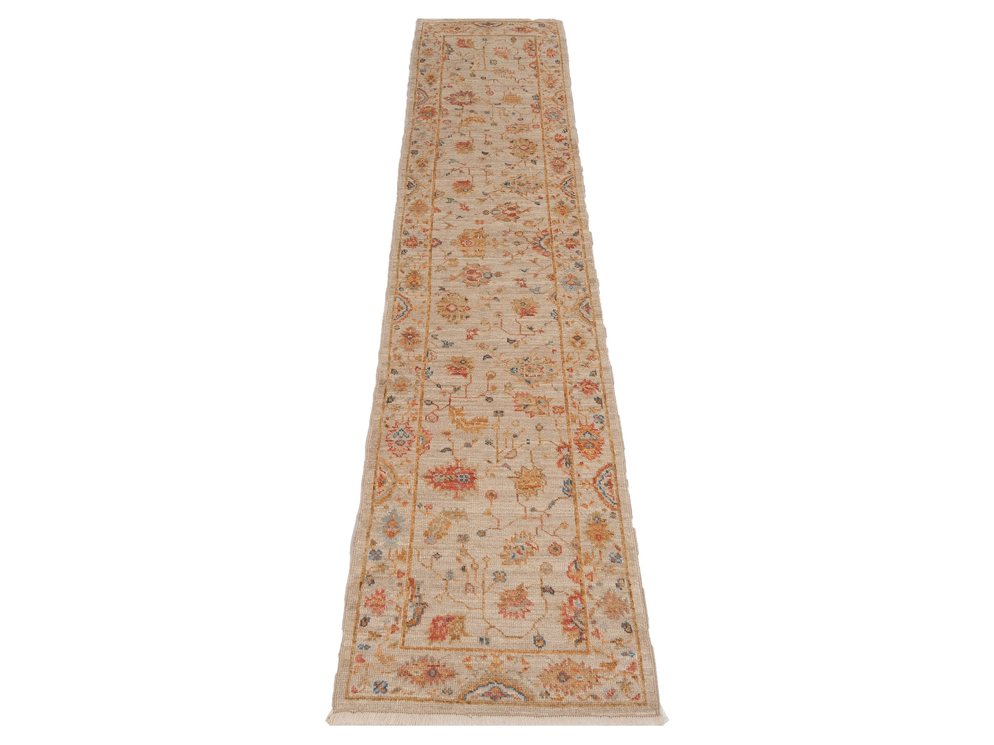 Angora Oushak 149514 Ivory Ivory 2.6x11.9 Hand Knotted Rug