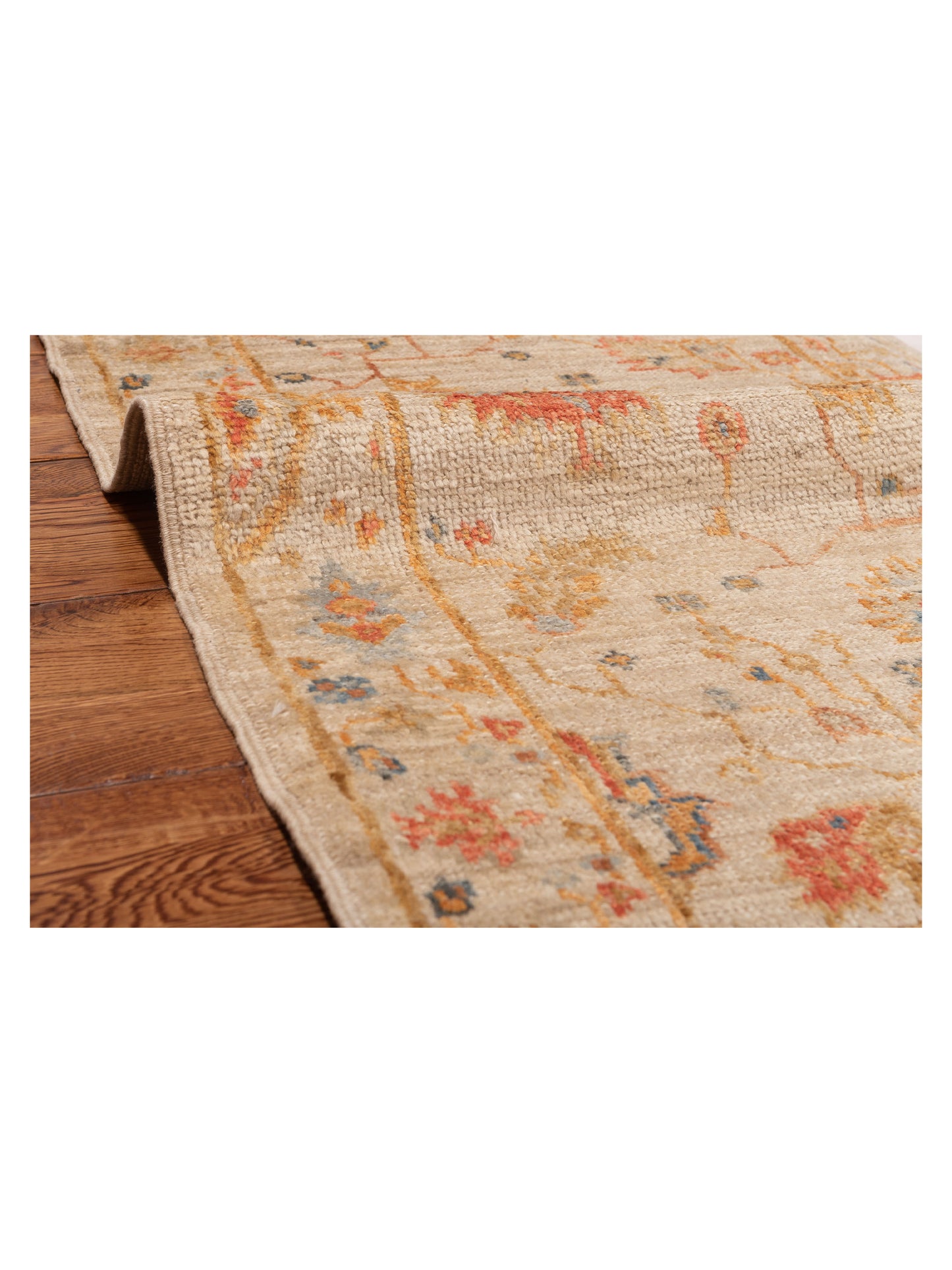 Angora Oushak 149514 Ivory Ivory 2.6x11.9 Hand Knotted Rug