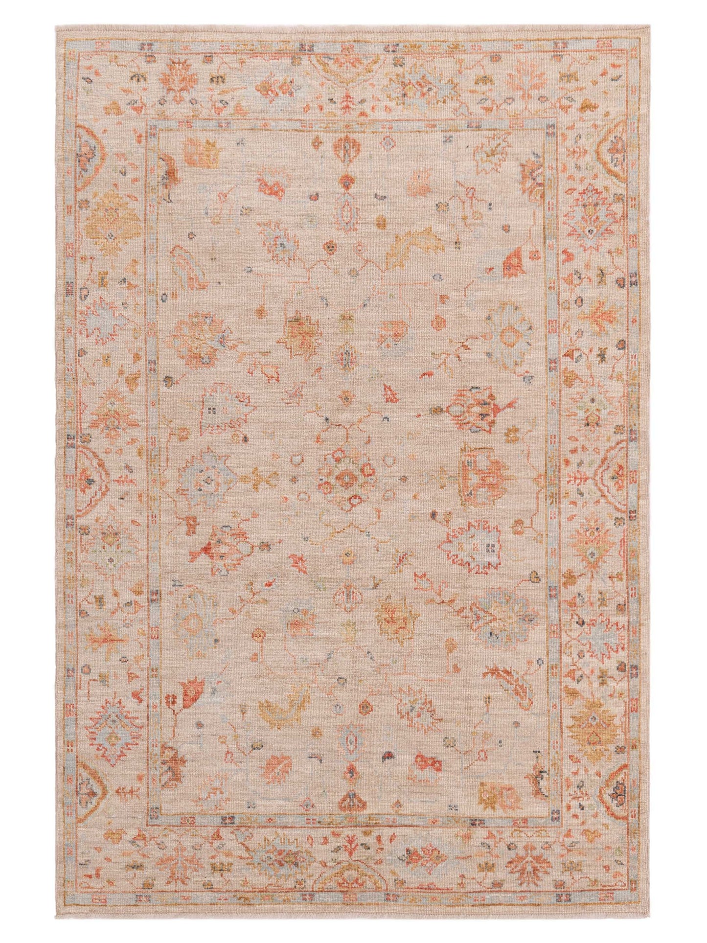 Angora Oushak 149519 Ivory Ivory 6x8.8 Hand Knotted Rug