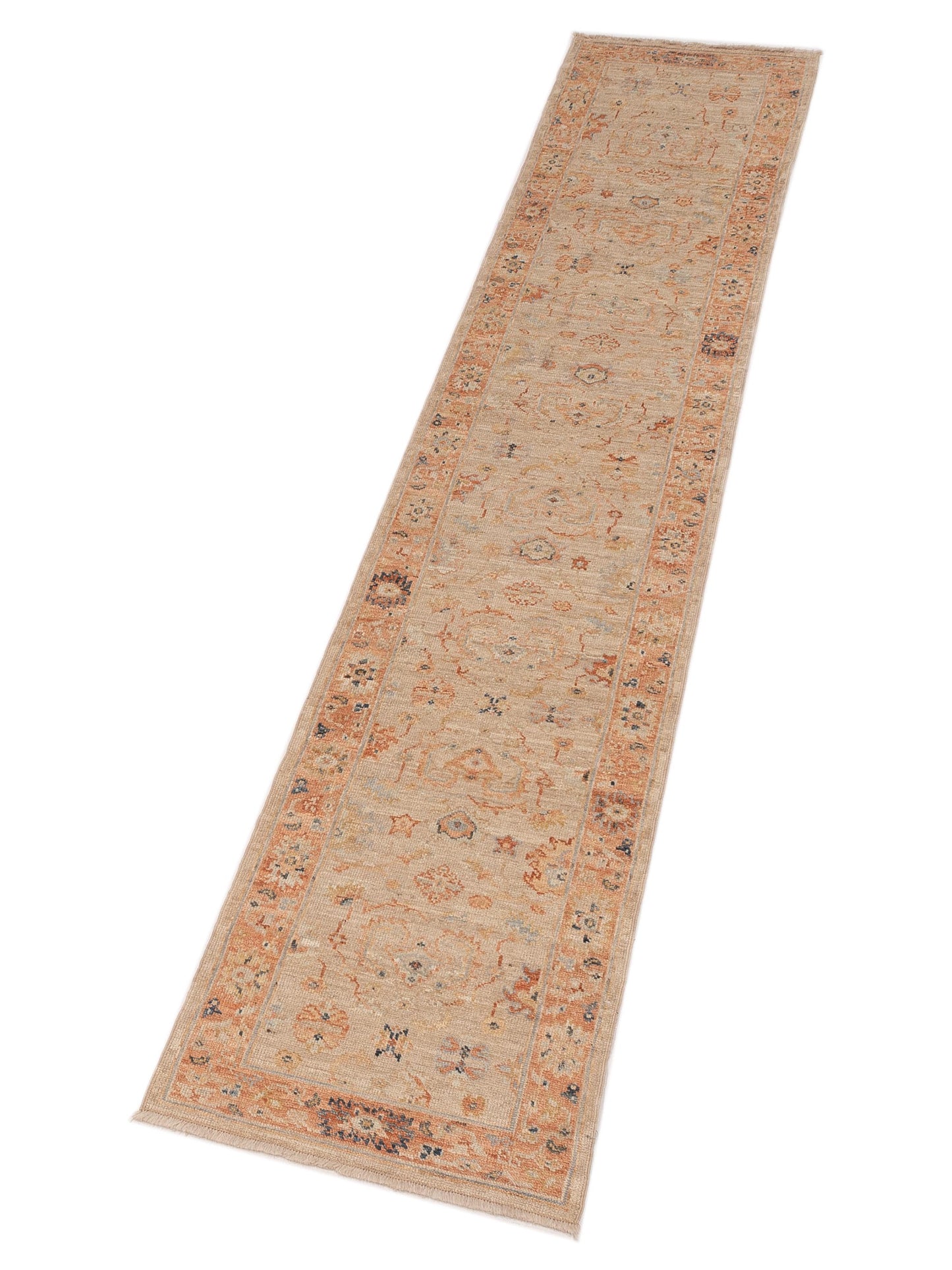 Angora Oushak 149535 Ivory Rust 2.7x13.5 Hand Knotted Rug