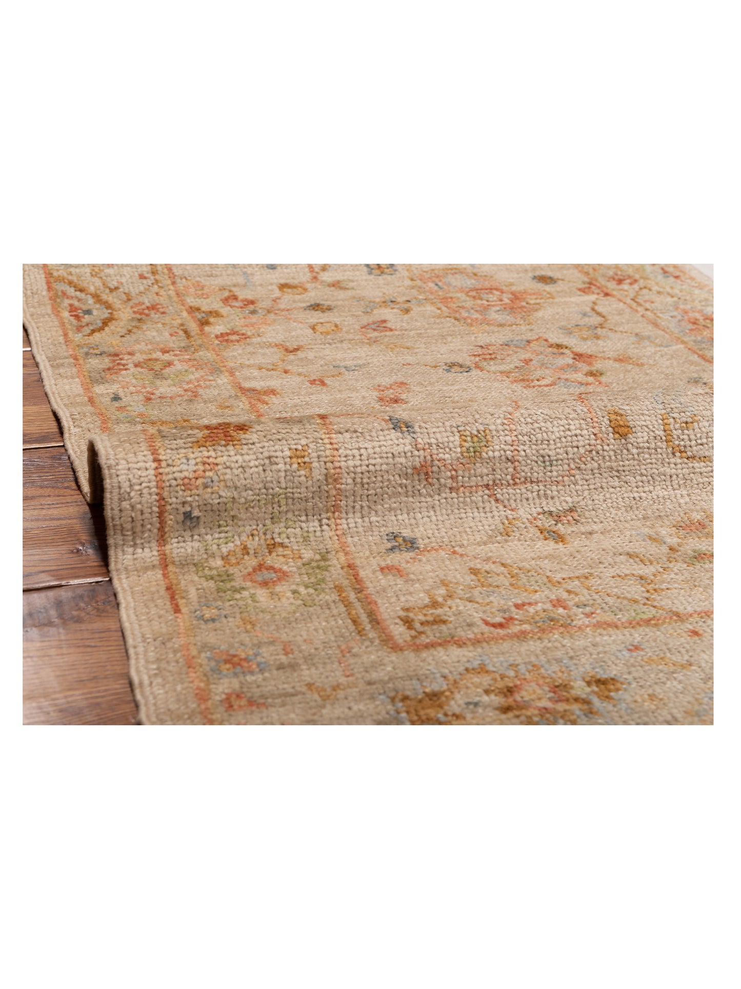 Angora Oushak 149583 Ivory Silver 2.6x15.2 Hand Knotted Rug